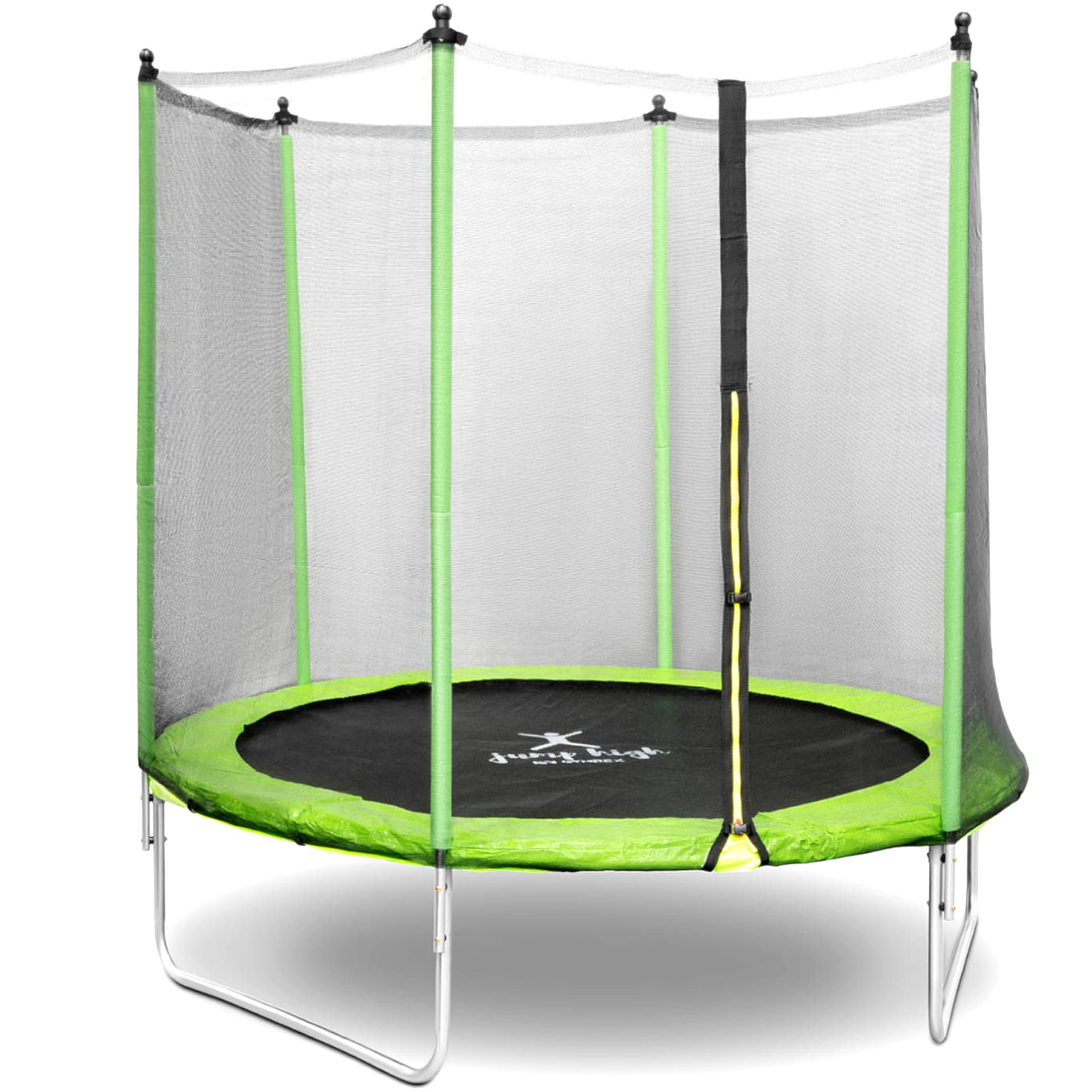 

Trampolina ogrodowa z siatką i osłoną na sprężyny śr. 244 cm do 80 kg czarno-zielona
