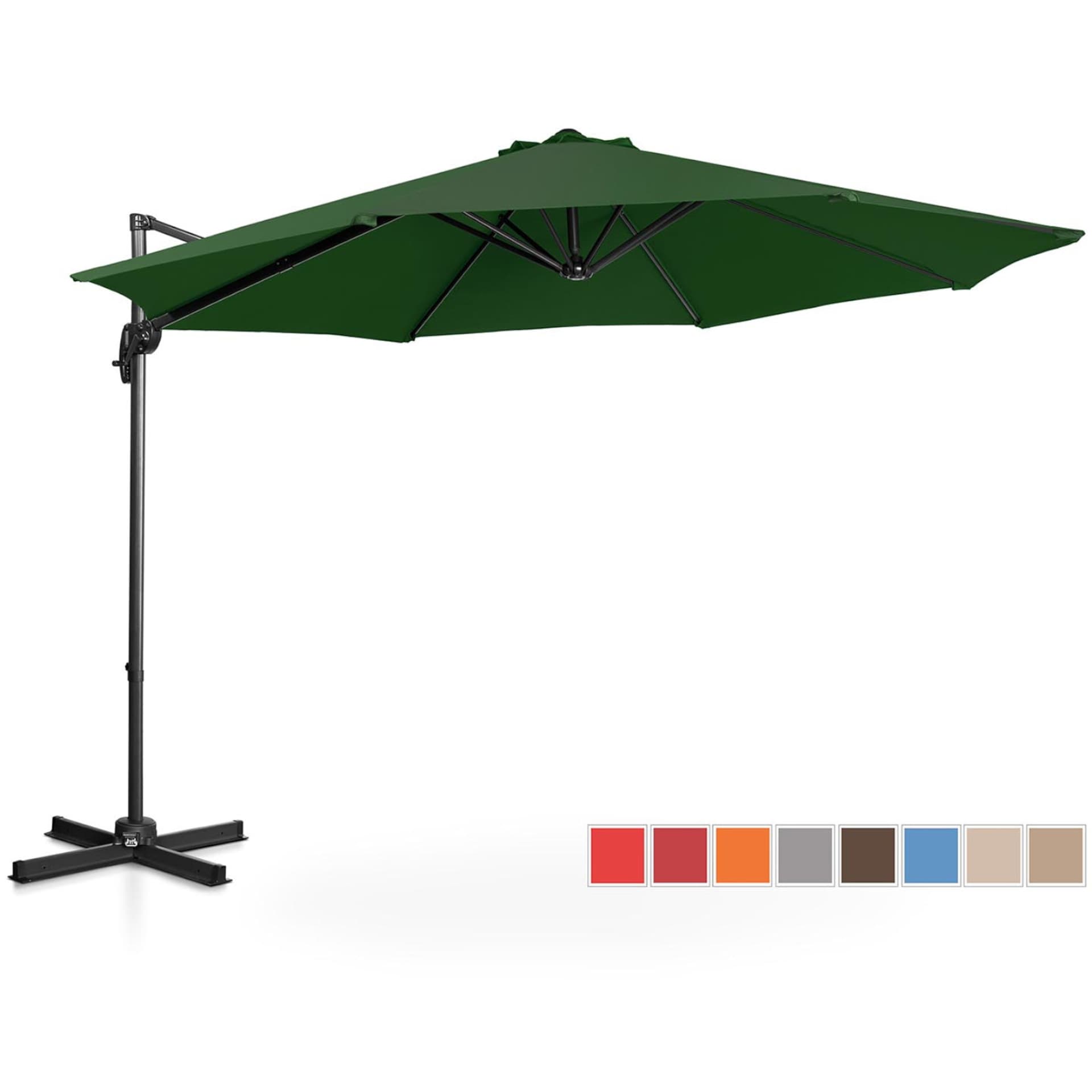 

Parasol ogrodowy na wysięgniku bocznym uchylny okrągły śr. 300 cm zielony