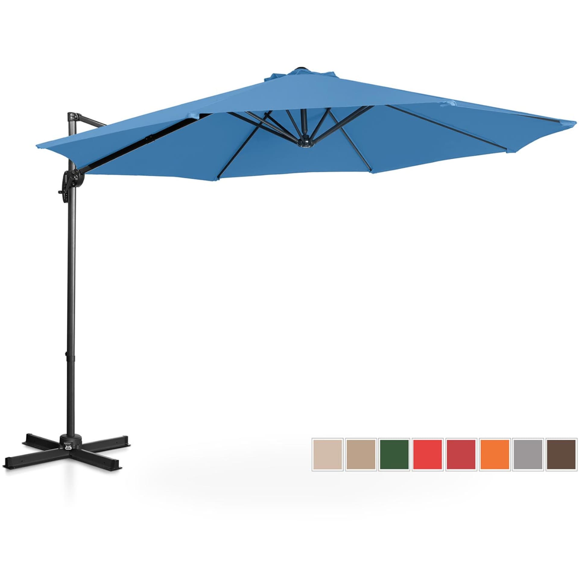 

Parasol ogrodowy na wysięgniku bocznym uchylny okrągły śr. 300 cm niebieski