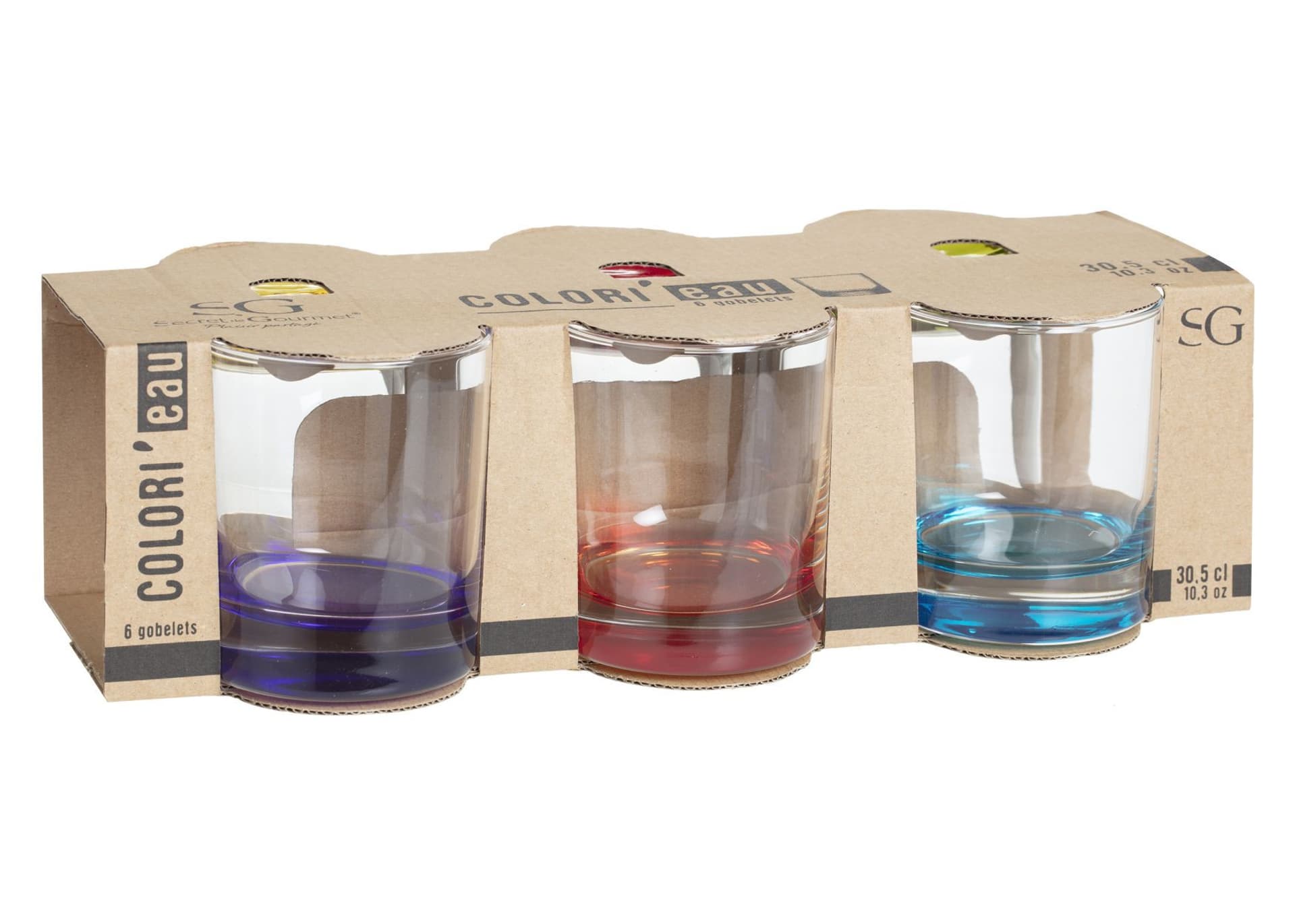 

Komplet 6 kolorowych szklanek 300 ml