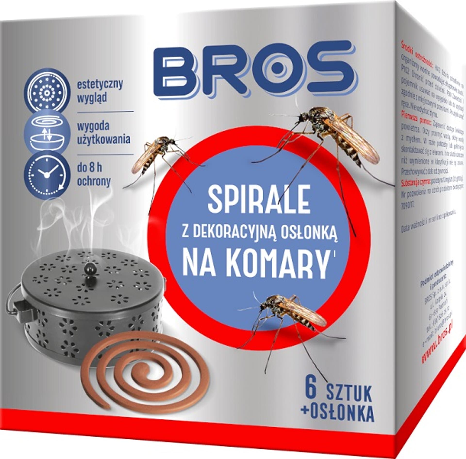 

Zestaw 6 spiral na komary z osłonką stalową Bros