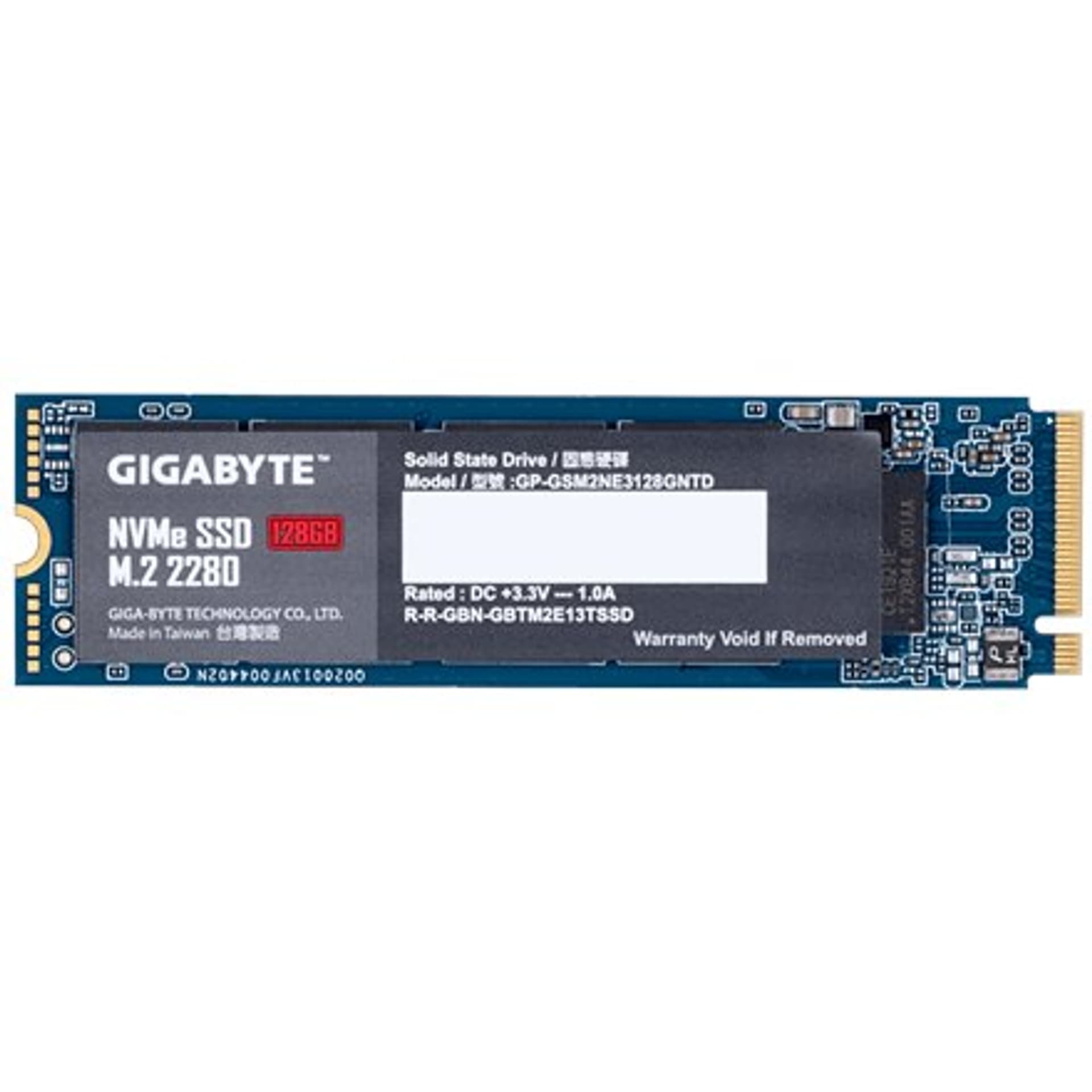 

Gigabyte SSD GP-GSM2NE3128GNTD 128 GB, SSD form factor M.2 2280, SSD interface M.2 NVME, Write speed 550 MB/s, Read speed 1550 M