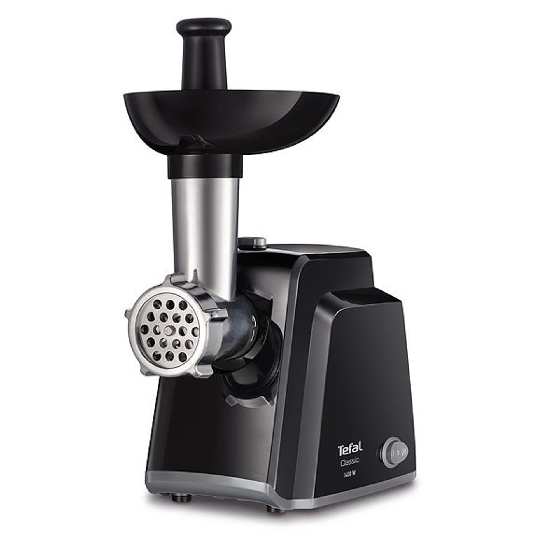 

TEFAL Meat mincer NE105838 Black, 1400 W, Number of speeds 1, Throughput (kg/min) 1.7, The set includes 3 stainless steel sieves, Kg/min) 1.7/the set includes 3 stainless steel sieve