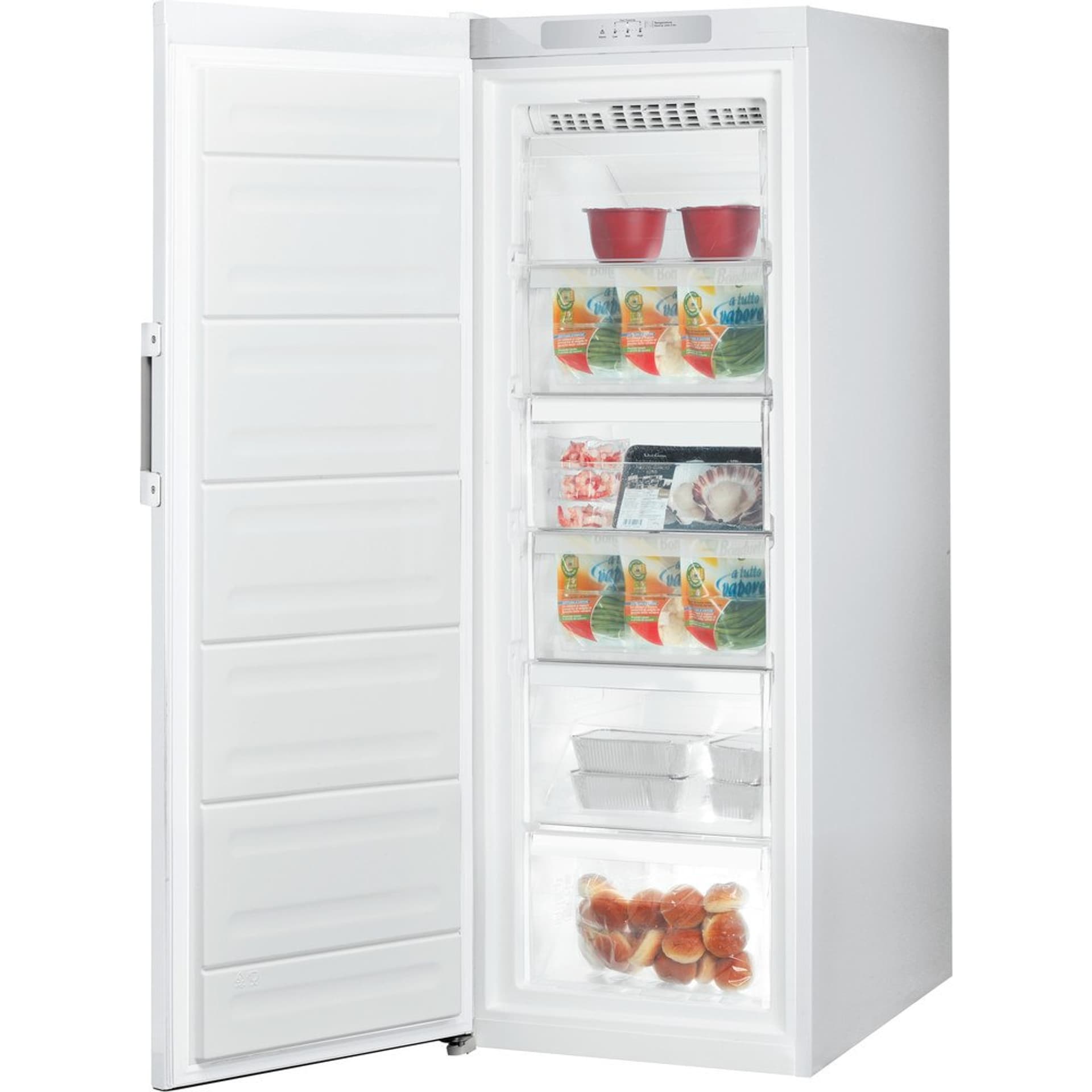 

INDESIT Freezer UI6 F1T W1 Energy efficiency class F, Upright, Free standing, Height 167 cm, Total net capacity 233 L, No Frost