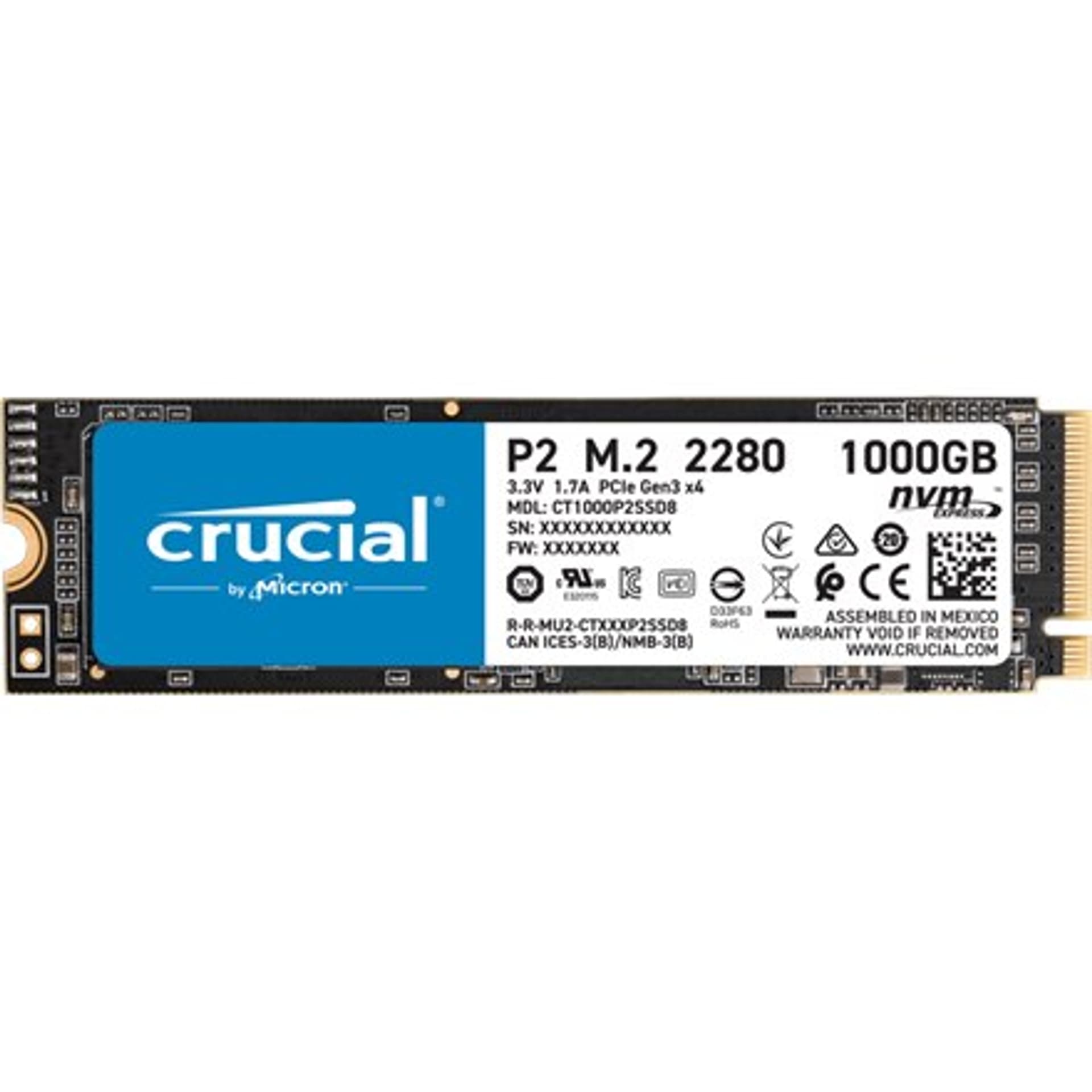 

Dysk SSD Crucial P2 1TB M.2 PCIe NVMe