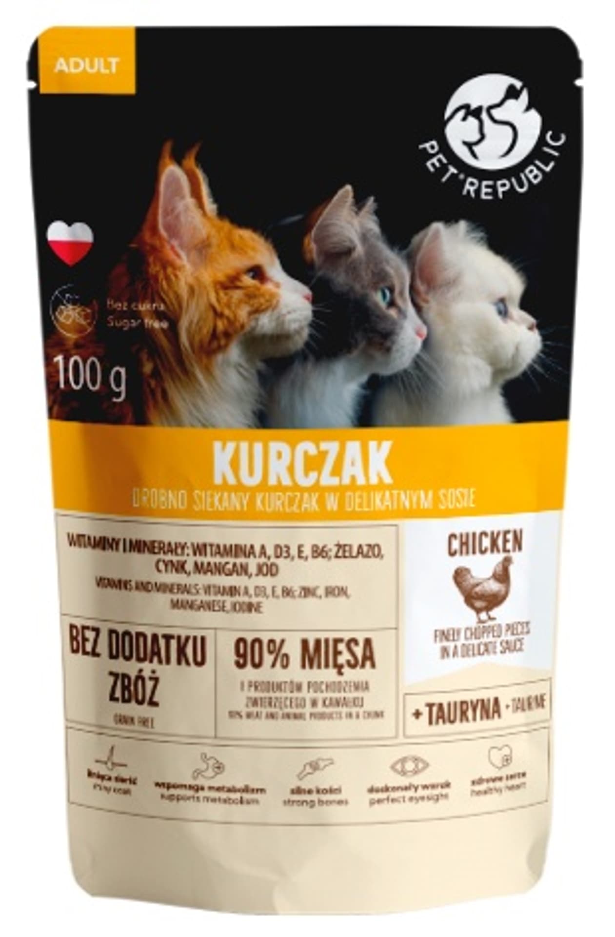

PETREPUBLIC Fileciki z kurczakiem w sosie saszetka dla kota 100g