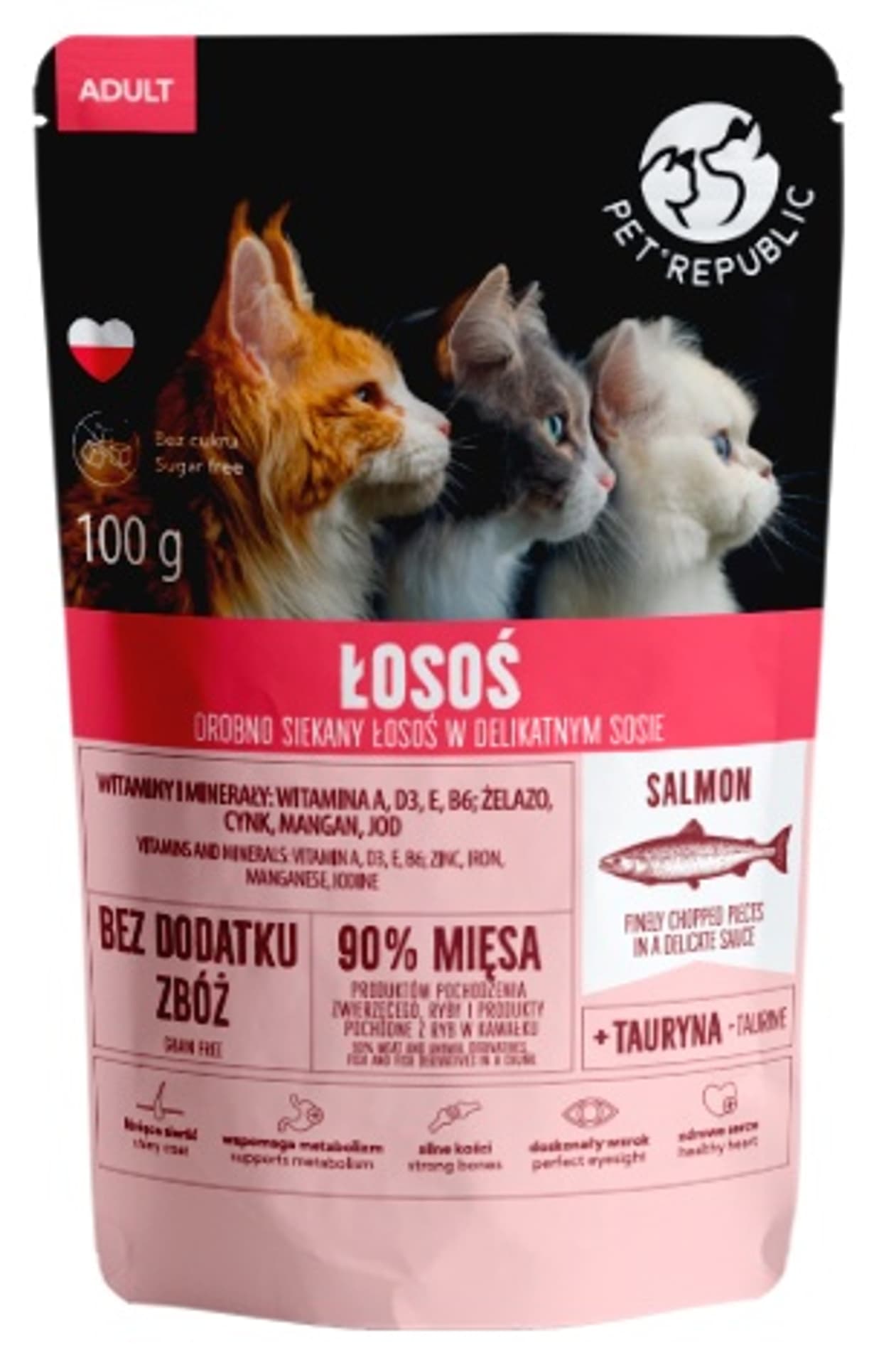 

PETREPUBLIC Fileciki z łososiem w sosie saszetka dla kota 100g