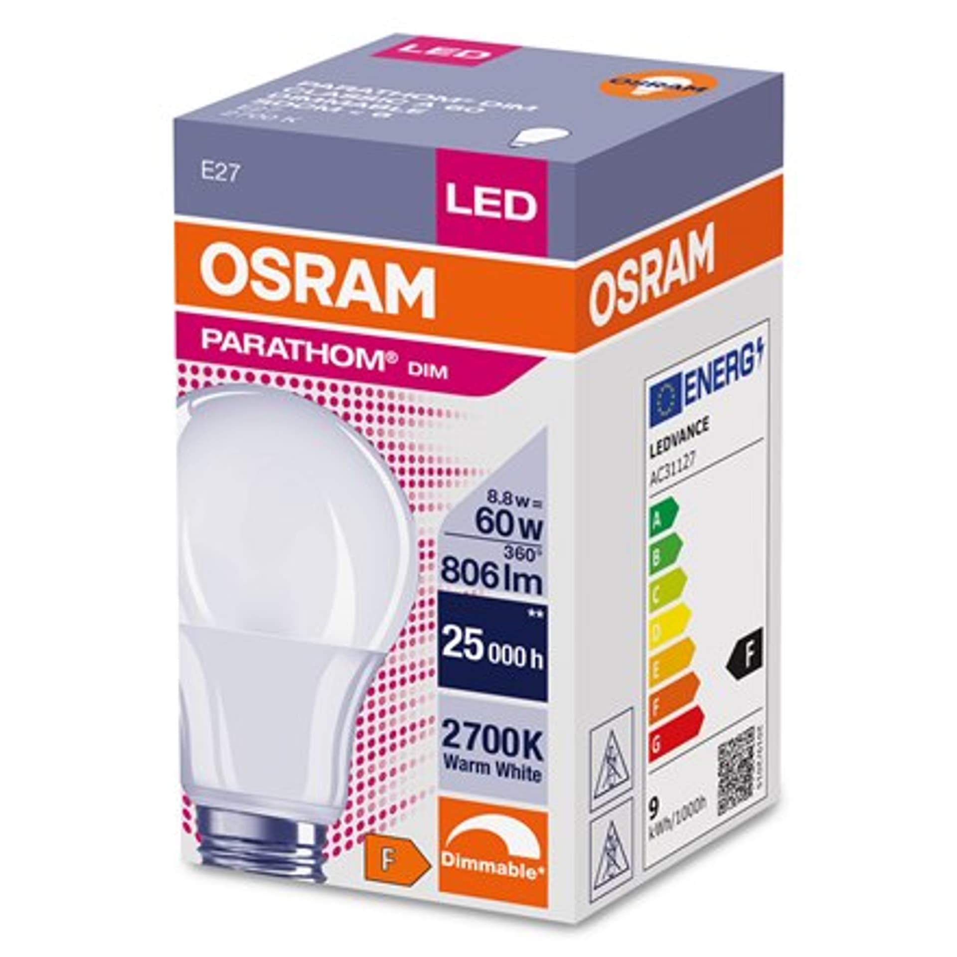 

Osram Parathom Classic LED 60 dimmable 8,8W/827 E27 bulb