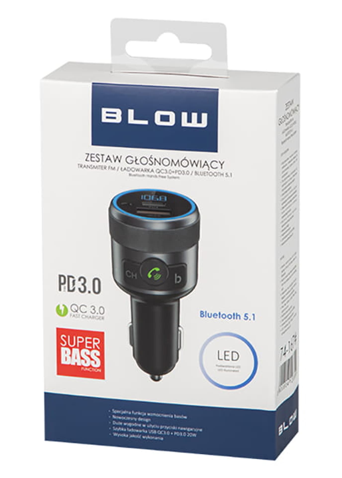 Transmiter FM Blow Bluetooth5.1+QC3.0 +PD 24W