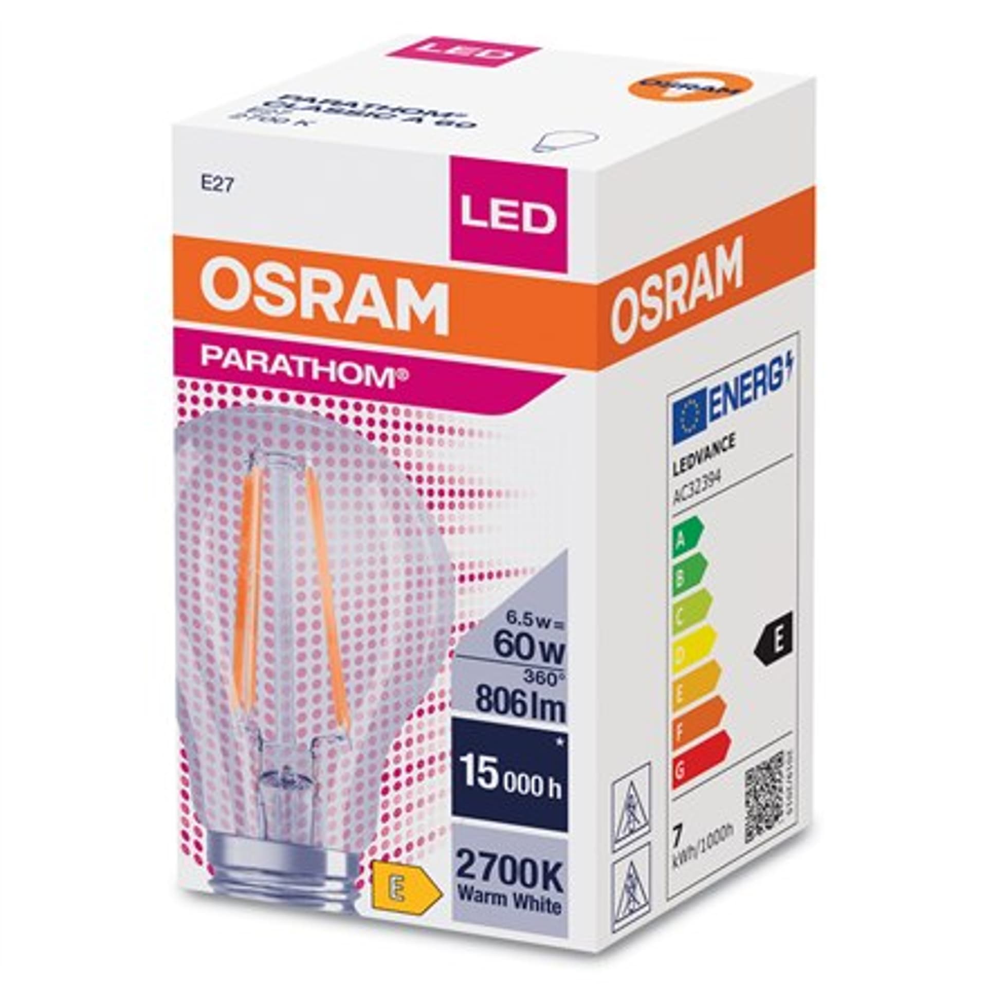 

Osram Parathom Classic Filament 60 non-dim 6,5W/827 E27 bulb