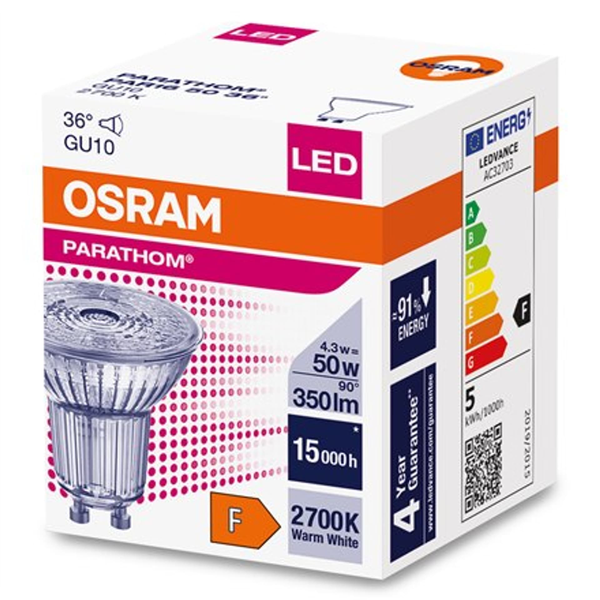 

Osram Parathom LED 50 bez przyciemnienia 36° 4,3W/827 Żarówka GU10