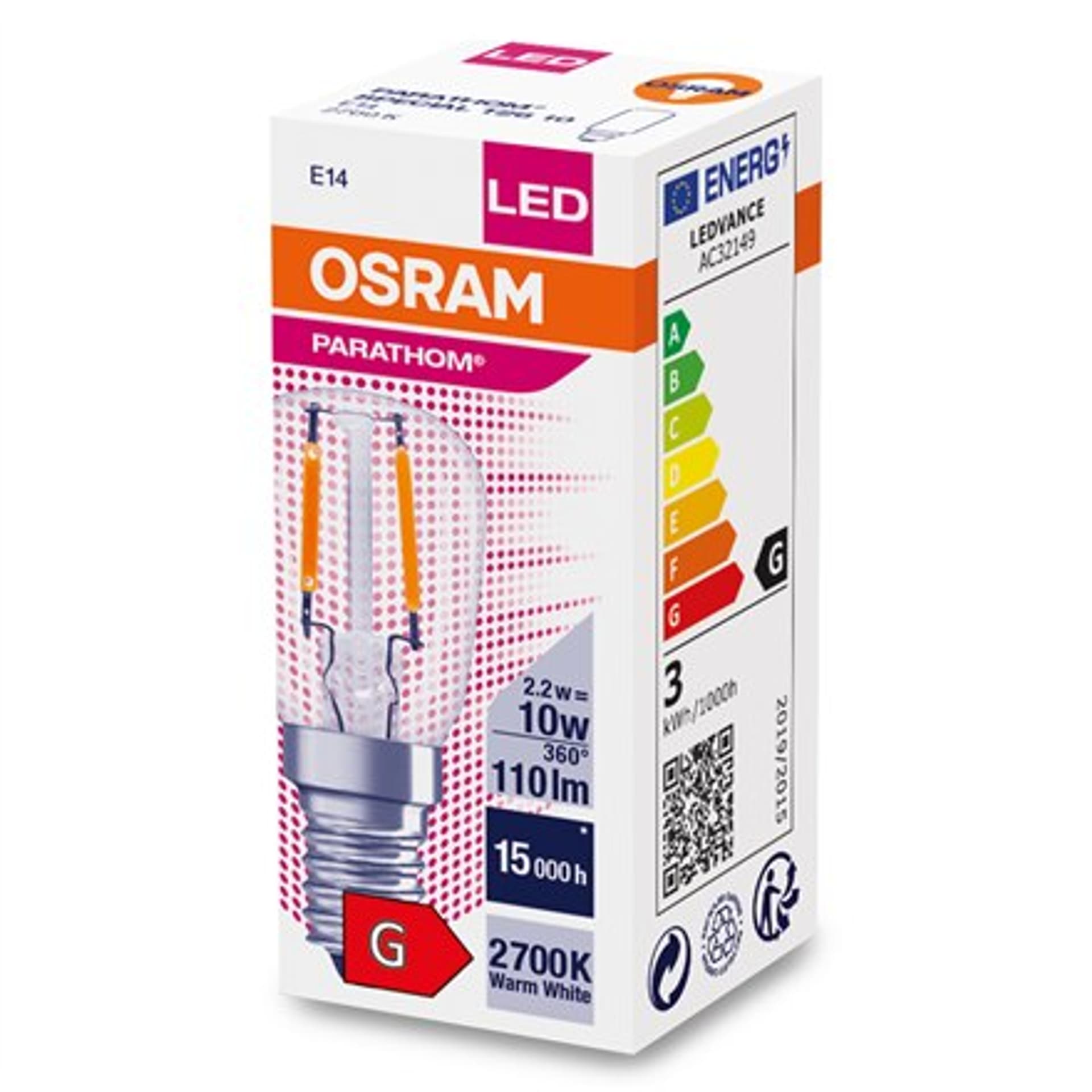 

Osram ParathomSpecial Filament LED T26 FIL 10 non-dim2,2W/827 E14 bulb