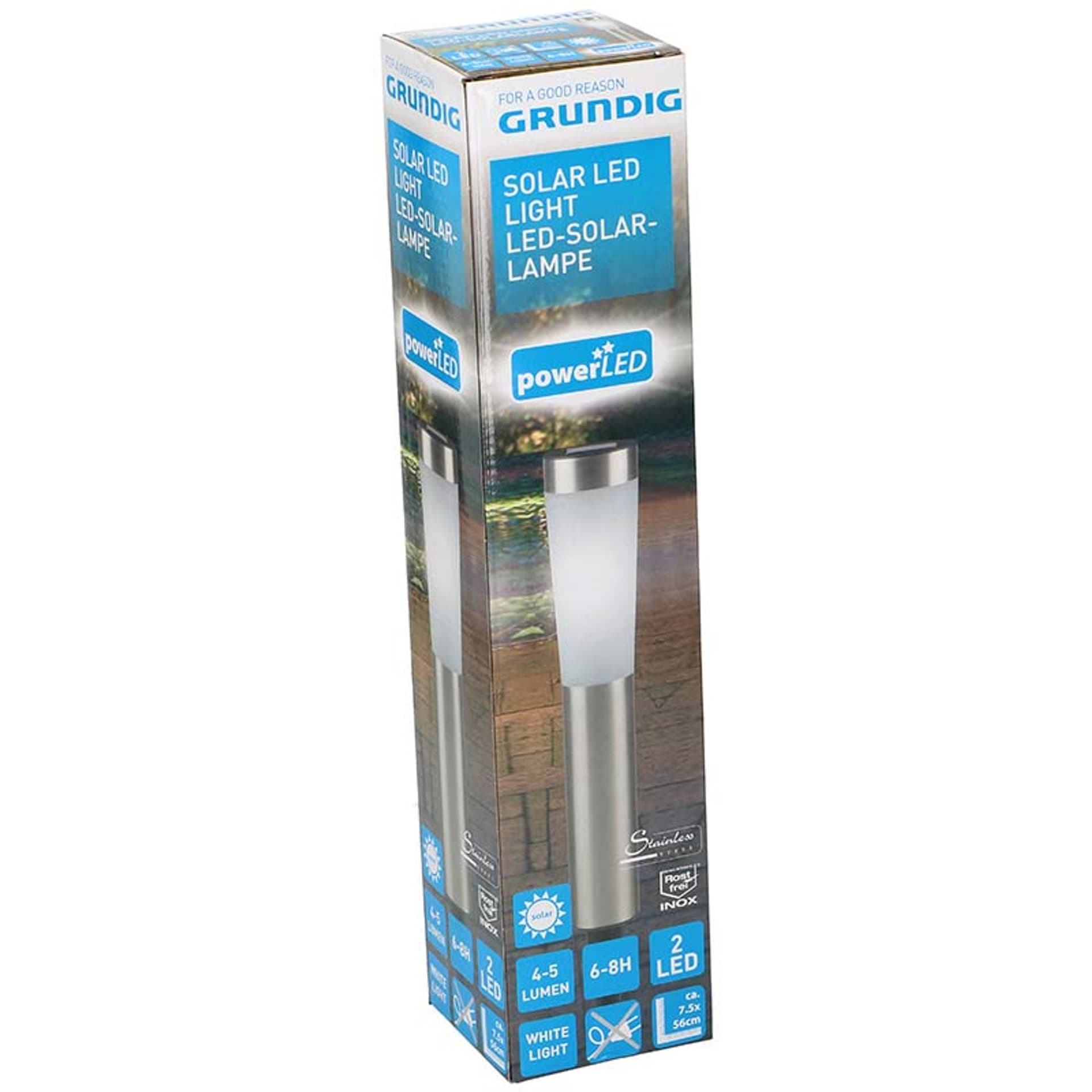 

Grundig - duża solidna lampa solarna 2xLED wysokość 56 cm