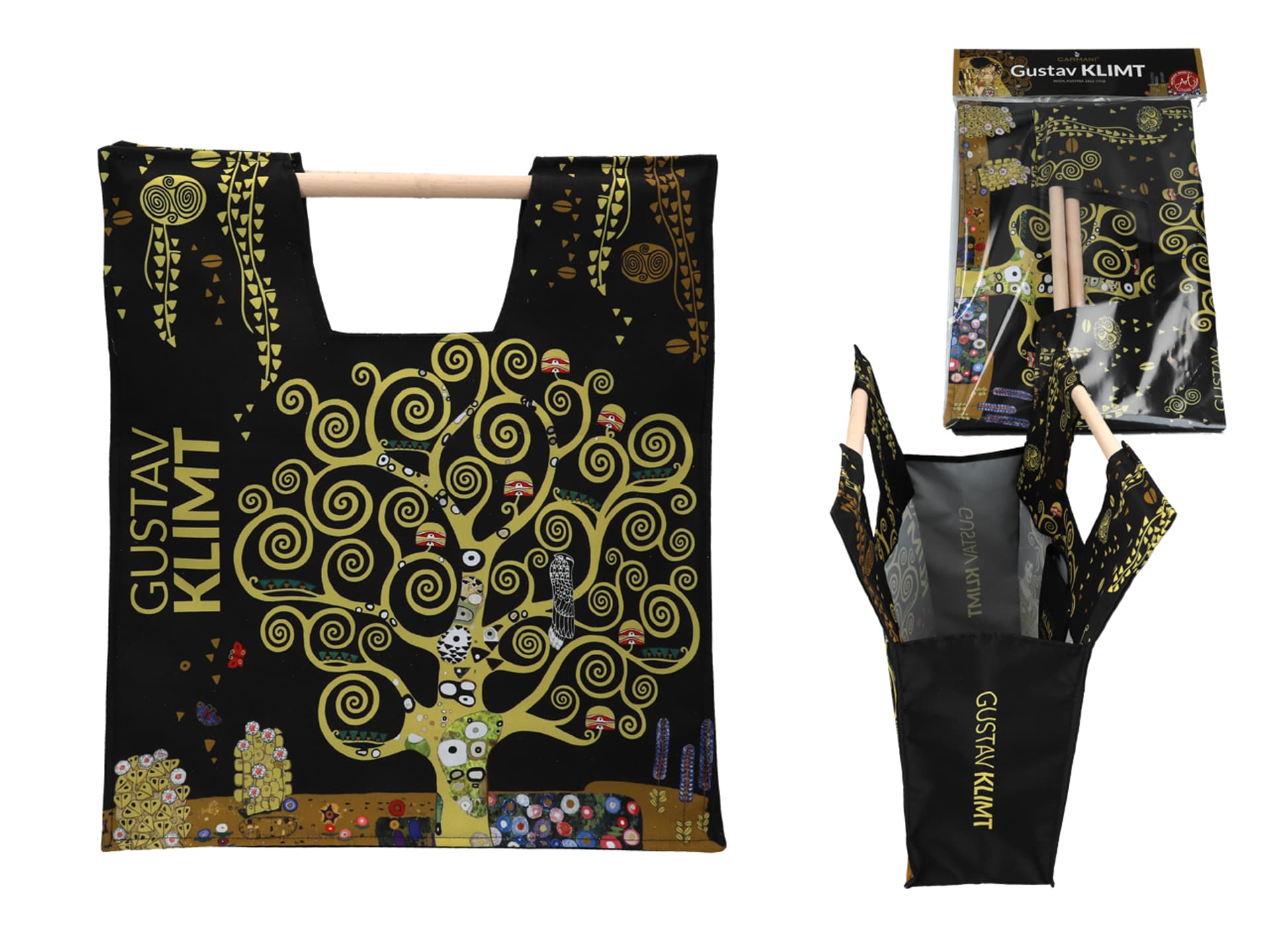 

Torba z drewnianym uchwytem - G. Klimt, Drzewo życia (CARMANI)