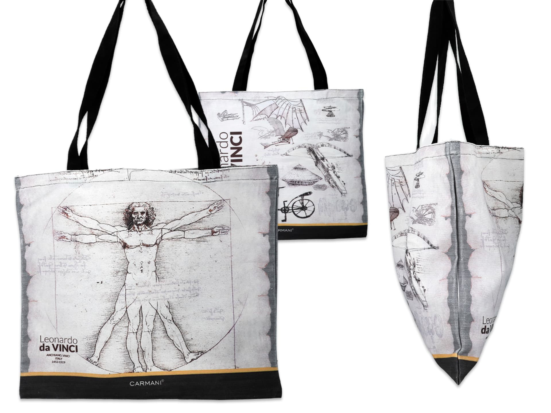 

Torba płócienna - L. Da Vinci, Człowiek Witruwiański i Machiny latające (CARMANI)