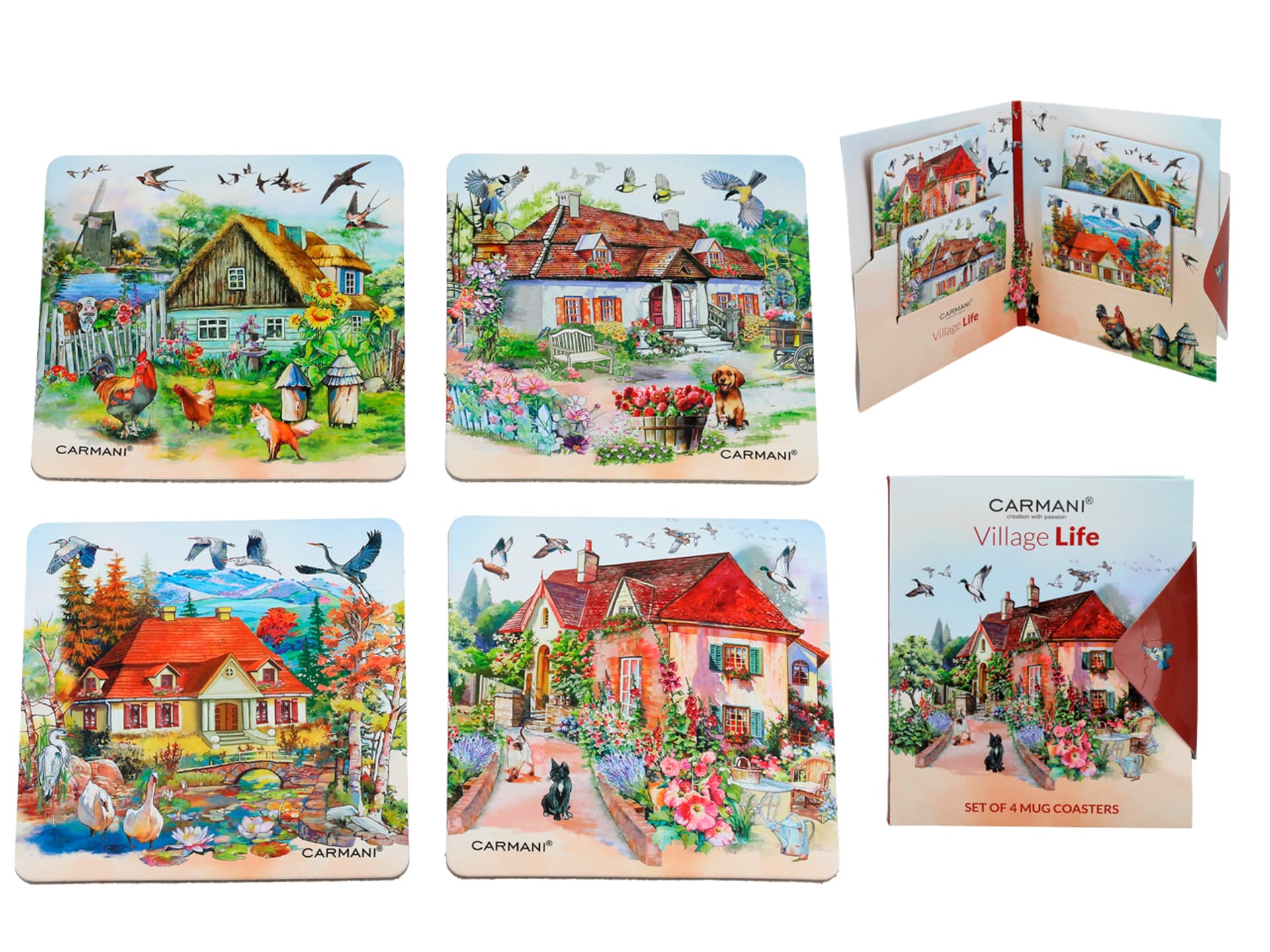 

Kpl. 4 podkładek korkowych - Village Life (CARMANI)