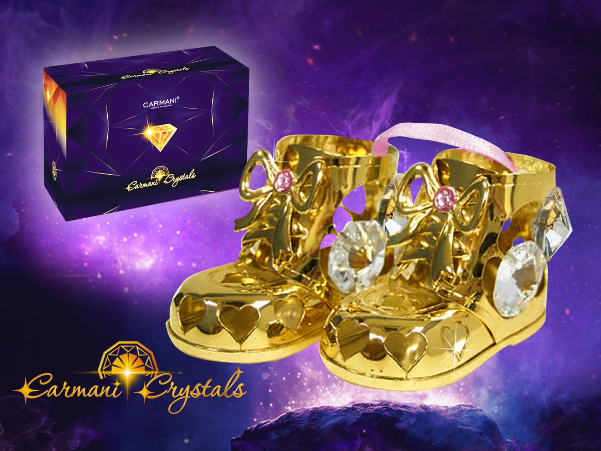 

Buciki- różowa kokardka - products with Carmani Crystals