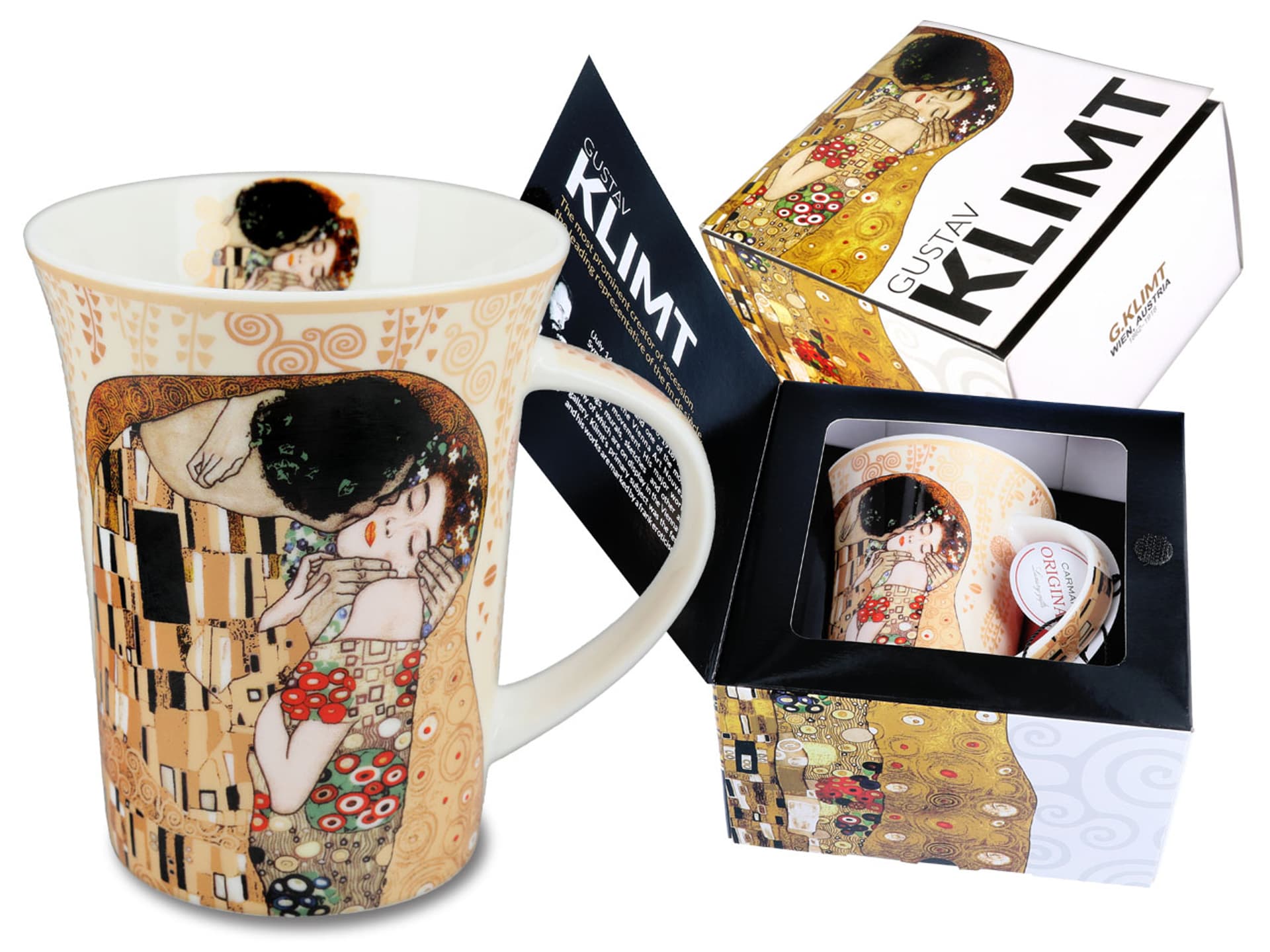 

Kubek - G. Klimt, Pocałunek, kremowe tło (CARMANI)