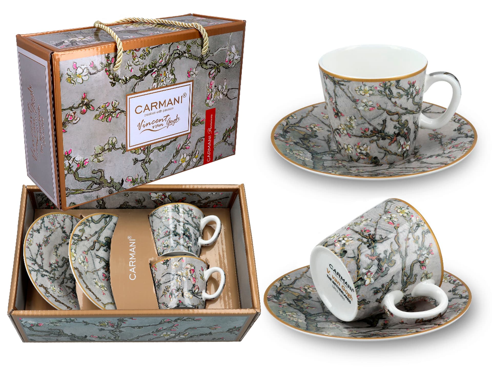 

Kpl. 2 filiżanek espresso - V. van Gogh, Kwitnący Migdałowiec, srebrny (CARMANI)