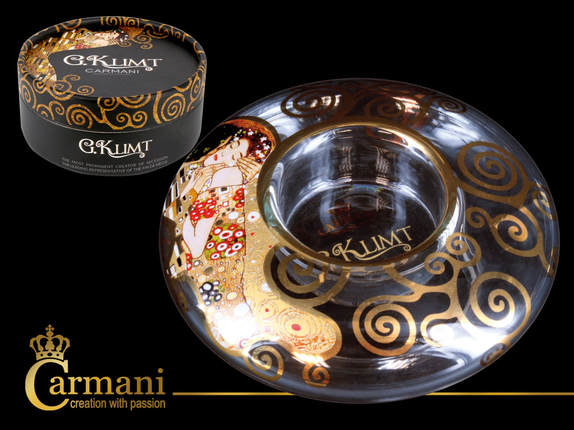 

Świecznik dysk średni - G. Klimt Pocałunek (CARMANI)