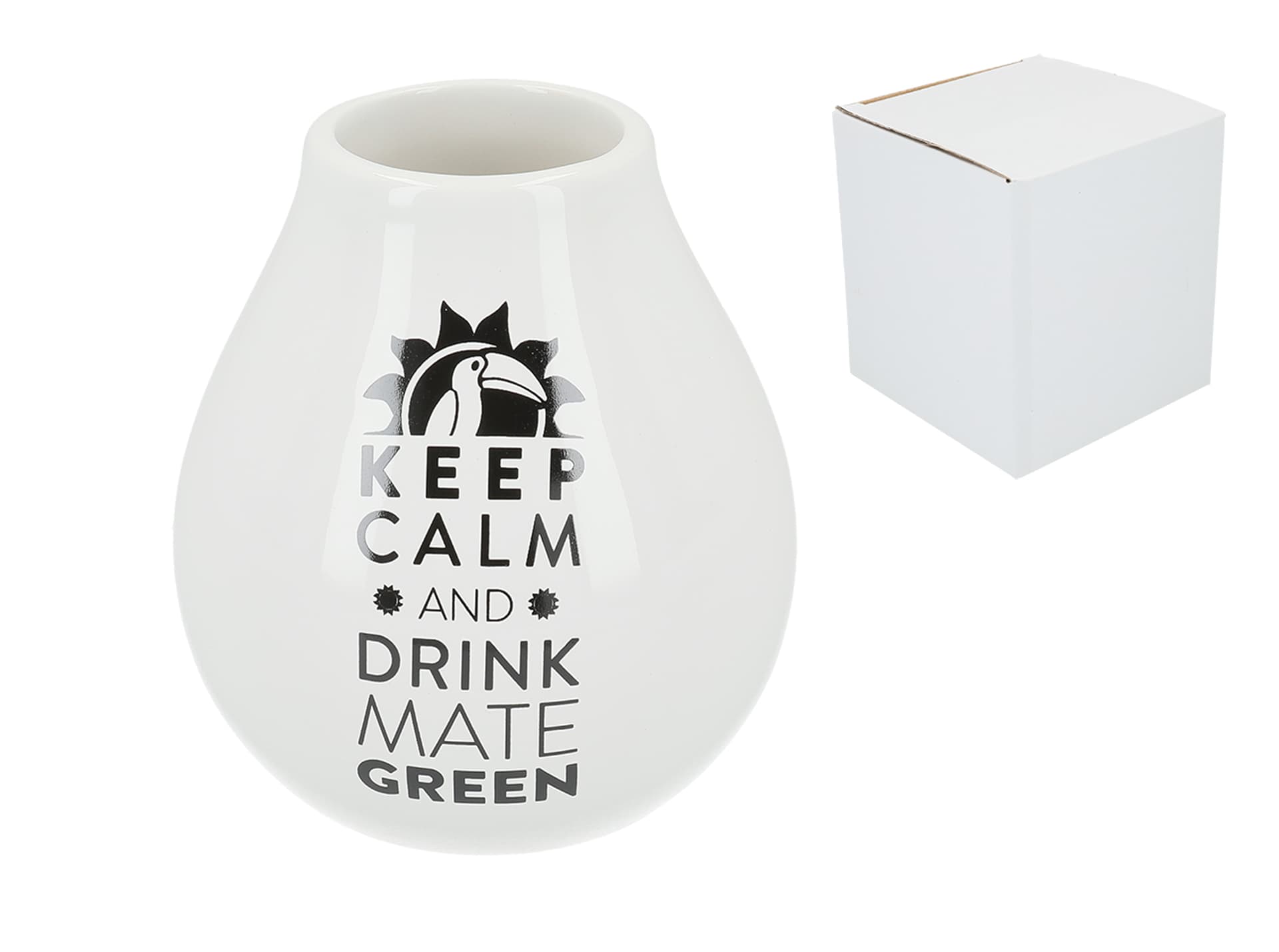 

Matero Ceramico LUKA WHITE z logo MATE GREEN
