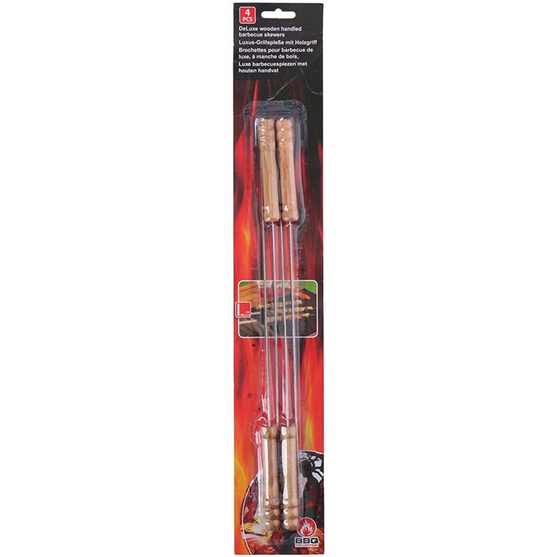 

BBQ - szpikulce do szaszłyków z drewnianą rączką długie 38 cm (4szt.)