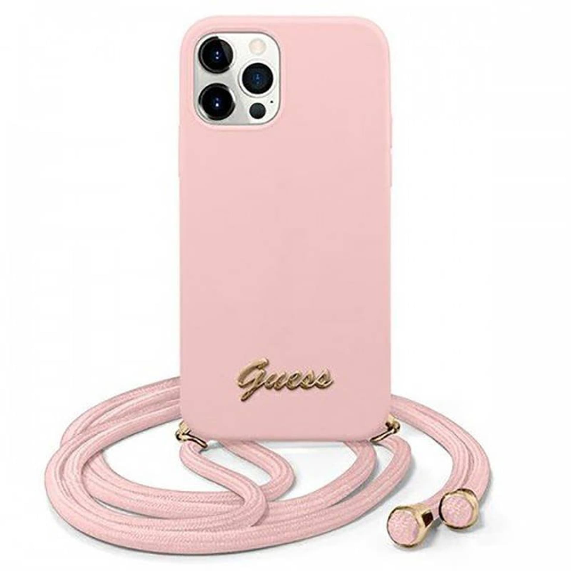 

Guess GUHCP12LLSCLMGLP iPhone 12 Pro Max 6,7" różowy/pink hardcase Metal Logo Cord