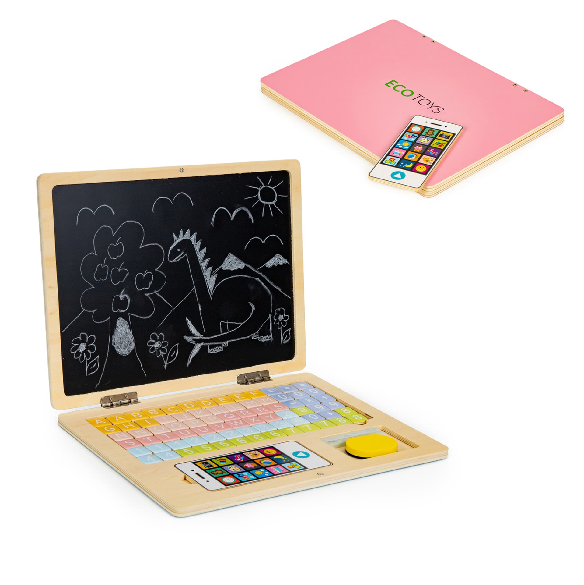 

Tablica edukacyjna magnetyczna laptop litery cyfry ECOTOYS