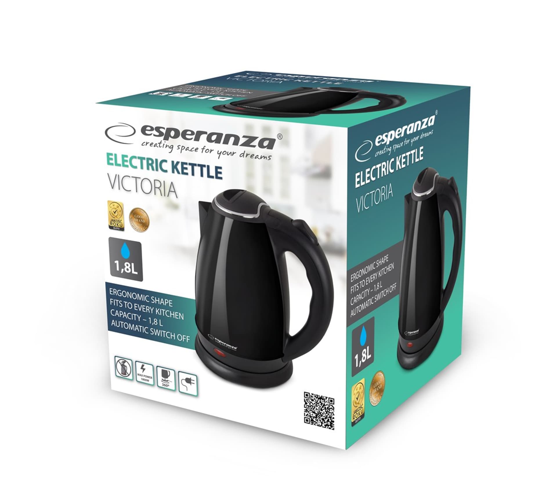 

Czajnik elektryczny Esperanza Victoria EKK013K (1800W 1.8l; kolor czarny)