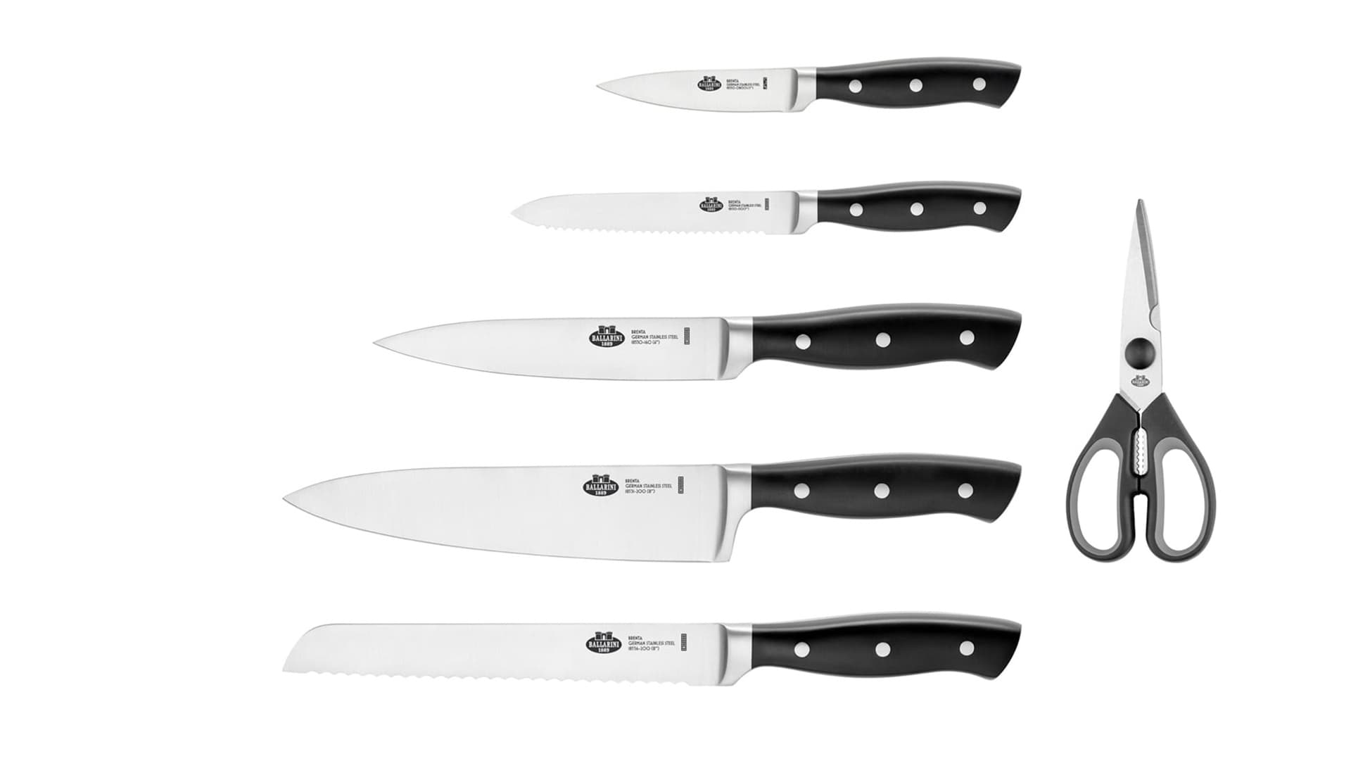 

Zestaw noży BALLARINI Brenta 18540-007-0 (Blok do noży, Nożyczki, Nóż x 5)