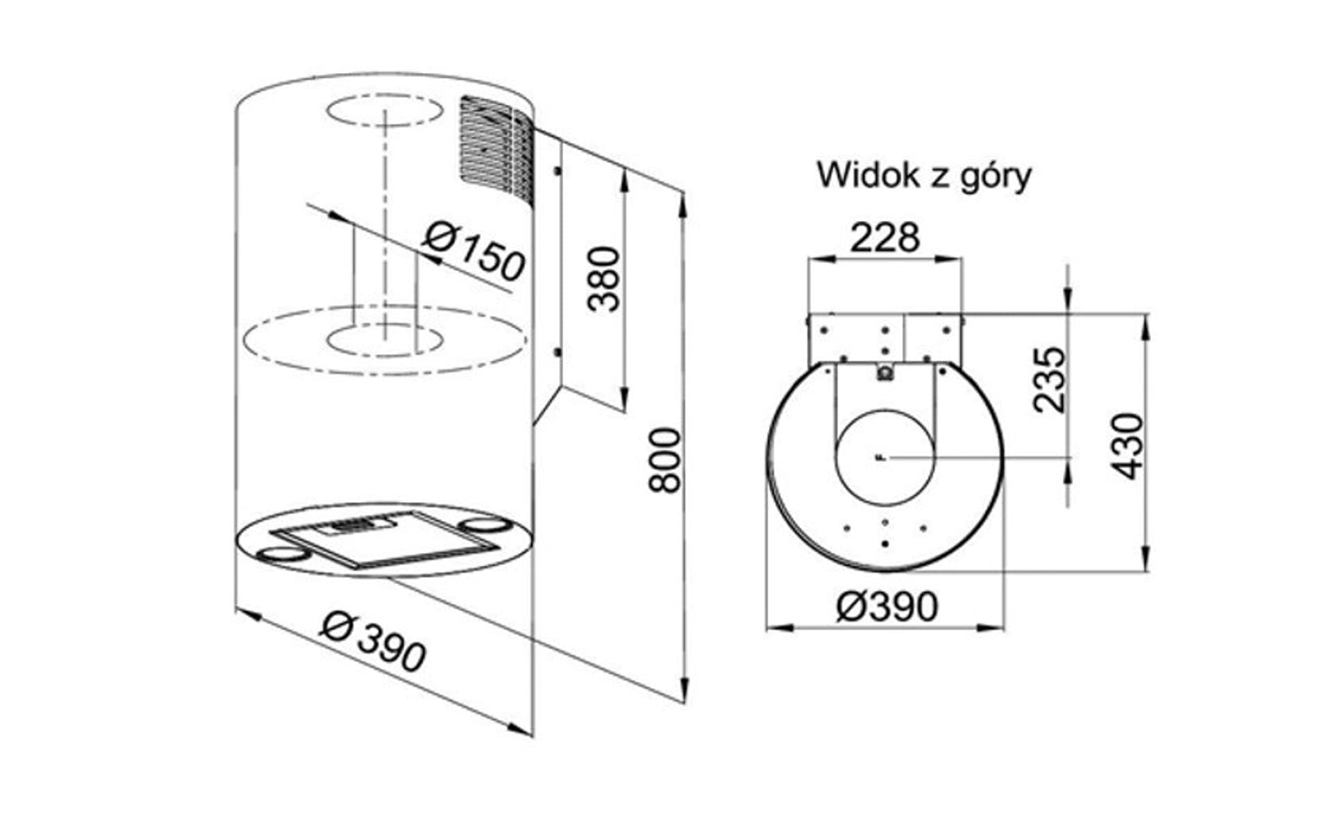 

Okap przyścienny tuba MAAN Elba W39 cm czarny