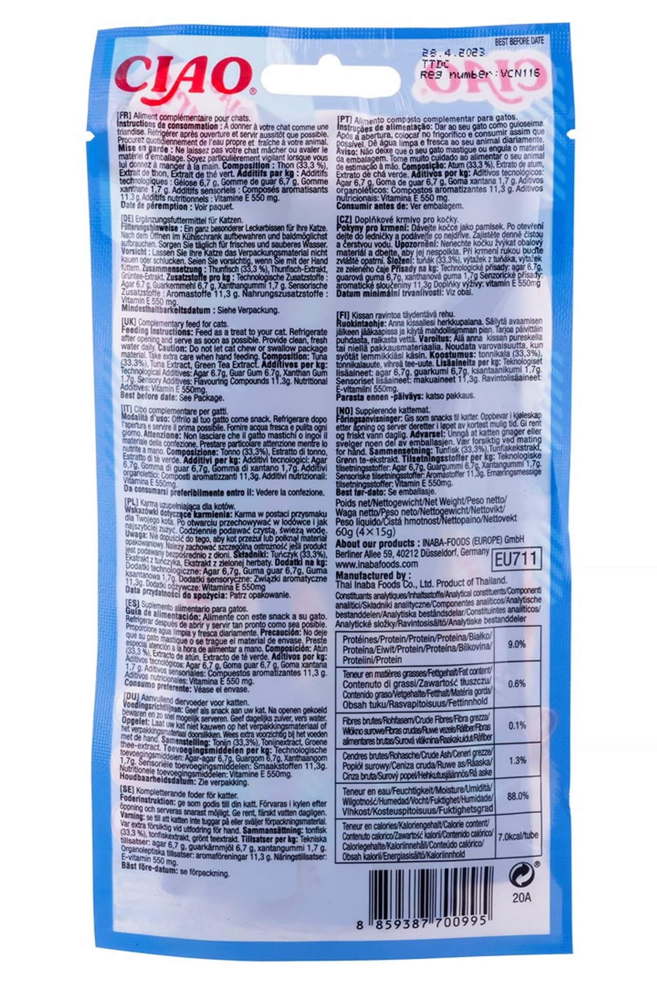

Przysmak CHURU Pops Tuńczyk dla kota 4x14g