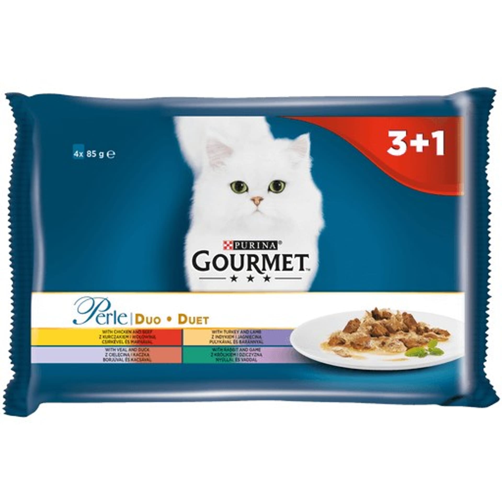 

Purina Gourmet Perle Duet Mięsny - mokra karma dla dorosłego kota - 4x85g