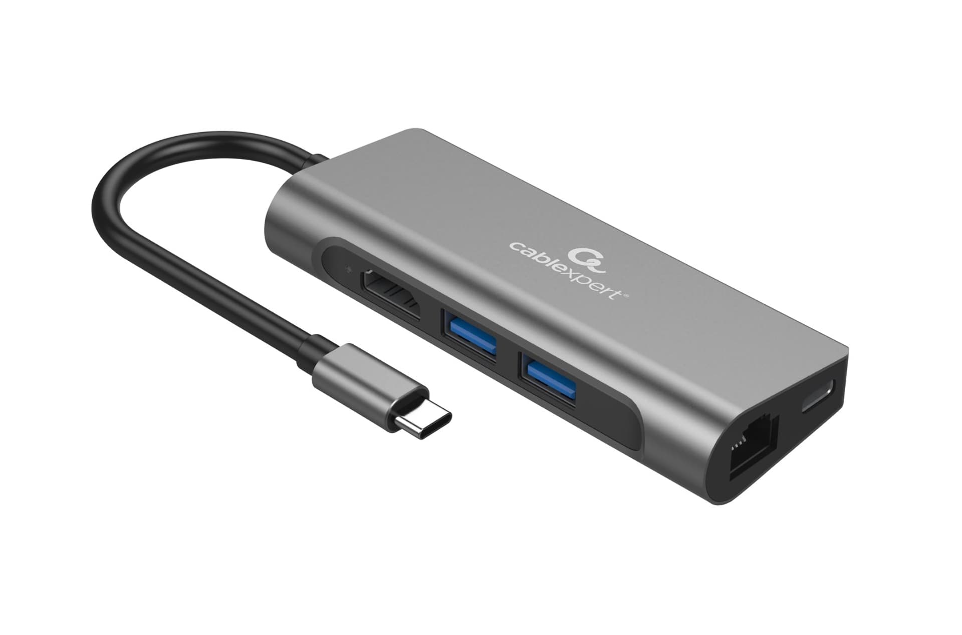 

GEMBIRD WIELOPORTOWY ADAPTER USB TYPE-C 5 W 1 (HUB + HDMI + PD + CZYTNIK KART + LAN)