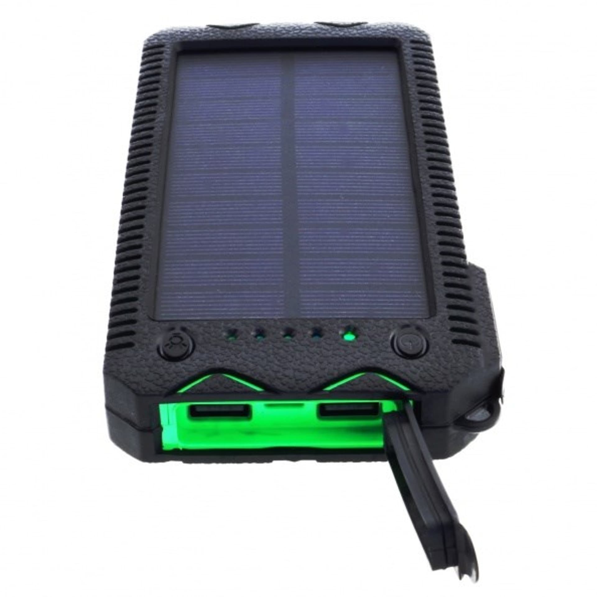 

POWERNEED POWER BANK Z PANELEM SOLARNYM 12000MAH LI-POLY, PV 1W, 2X USB 2A, LATARKA LED, ZAPALNICZKA, ZIELONY, S12000G
