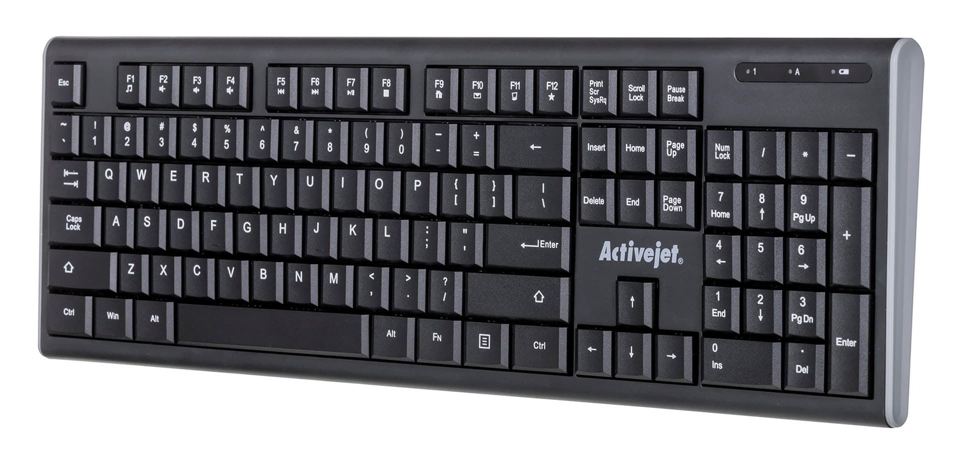 

Activejet Klawiatura bezprzewodowa K-3903SW czarna, zasilanie baterią 1x 1,5V AAA