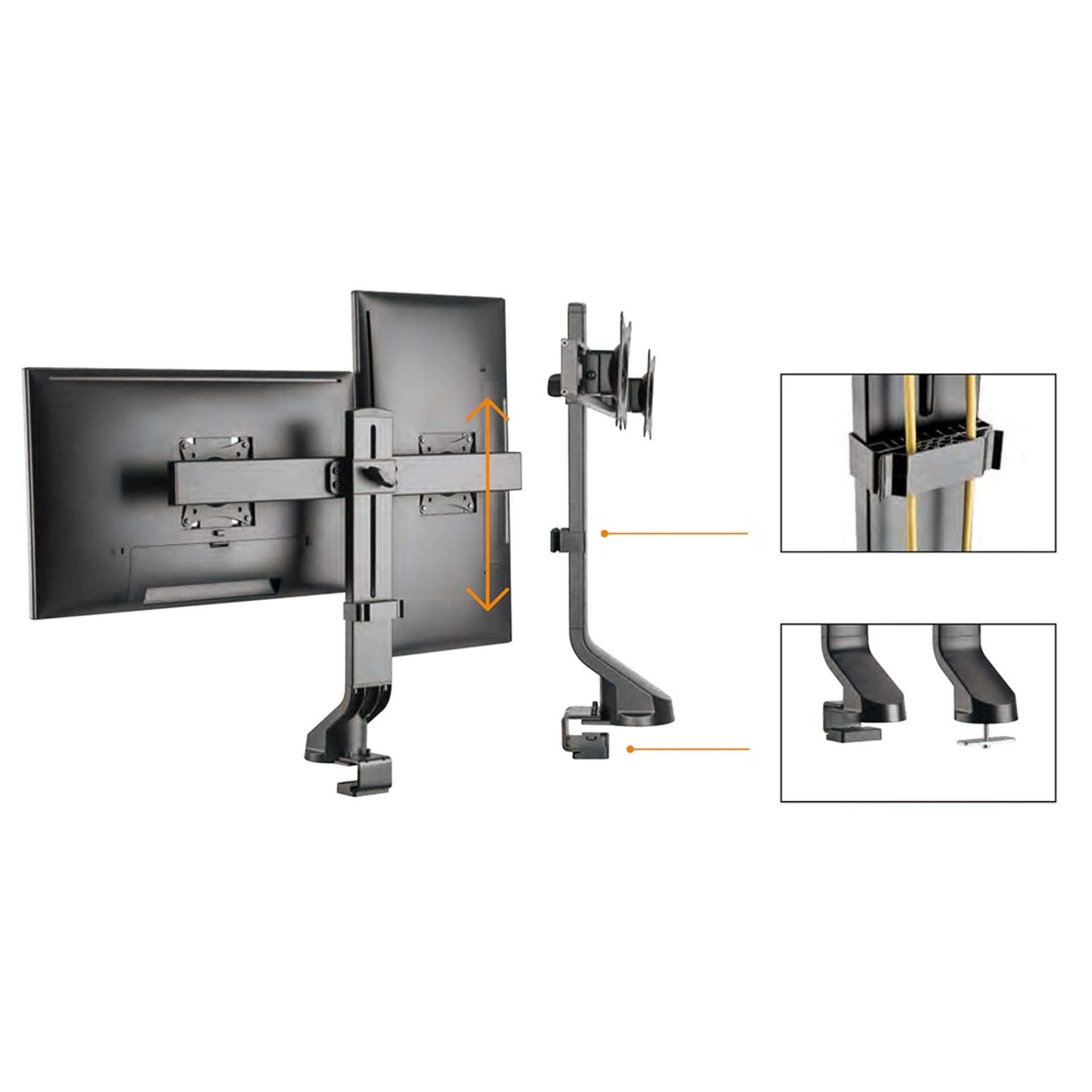 

MACLEAN UCHWYT NA DWA MONITORY / PODWÓJNY 17"-27" 14KG VESA 75X75 100X100 MC-854