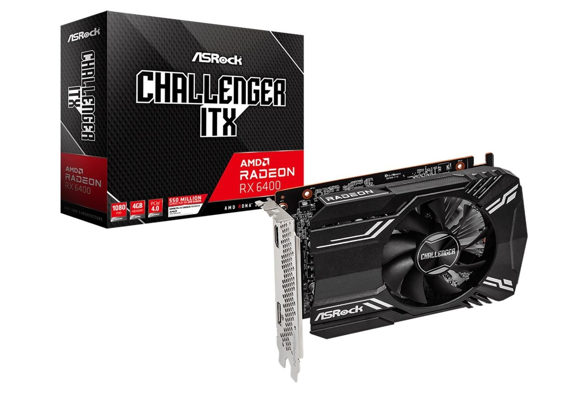 

Karta graficzna ASROCK Radeon RX 6400 Challenger ITX 4 GB GDDR6 RX6400 CLI 4G