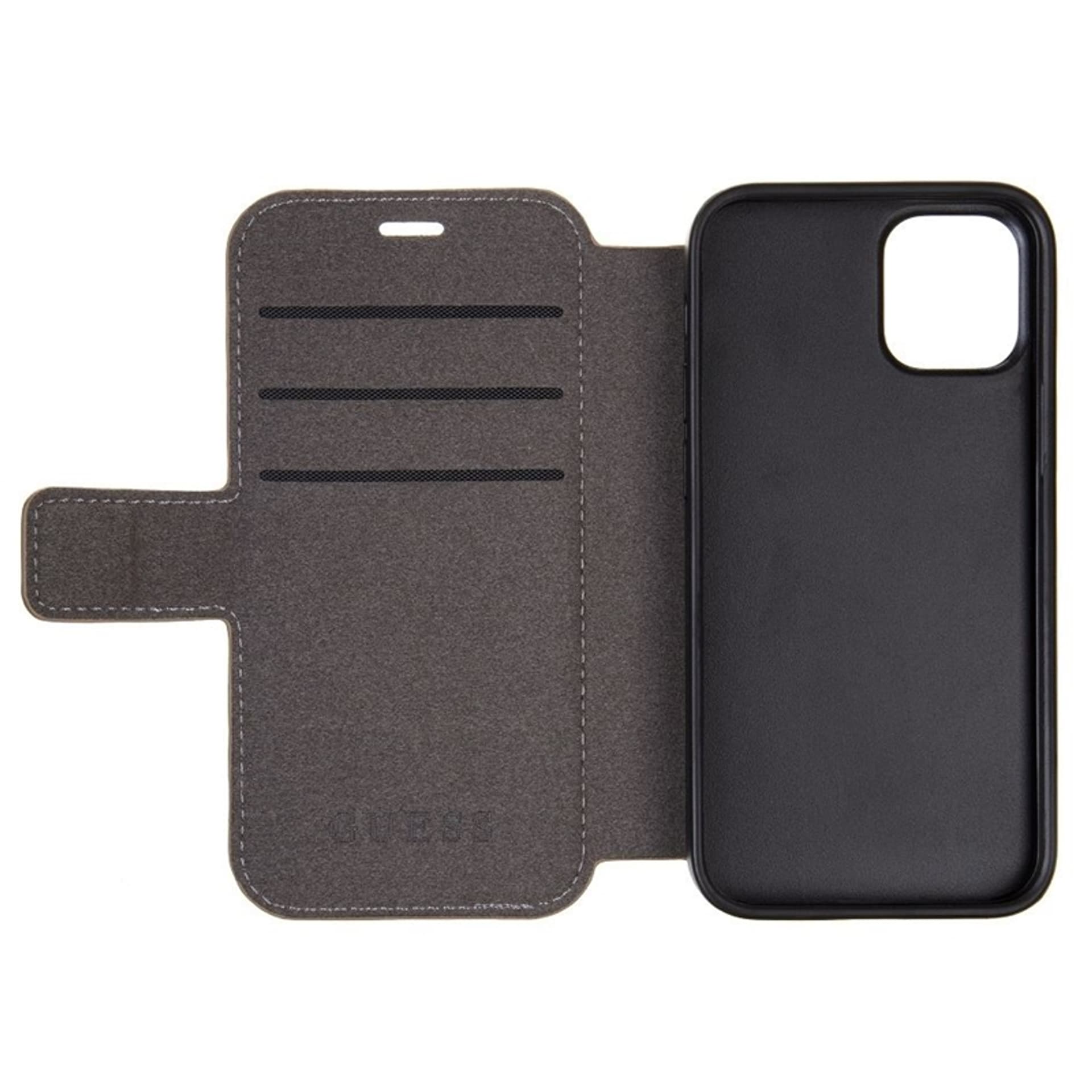

Guess Booktype 4G Charms Collection - Etui iPhone 12 mini z kieszeniami na karty (szary)