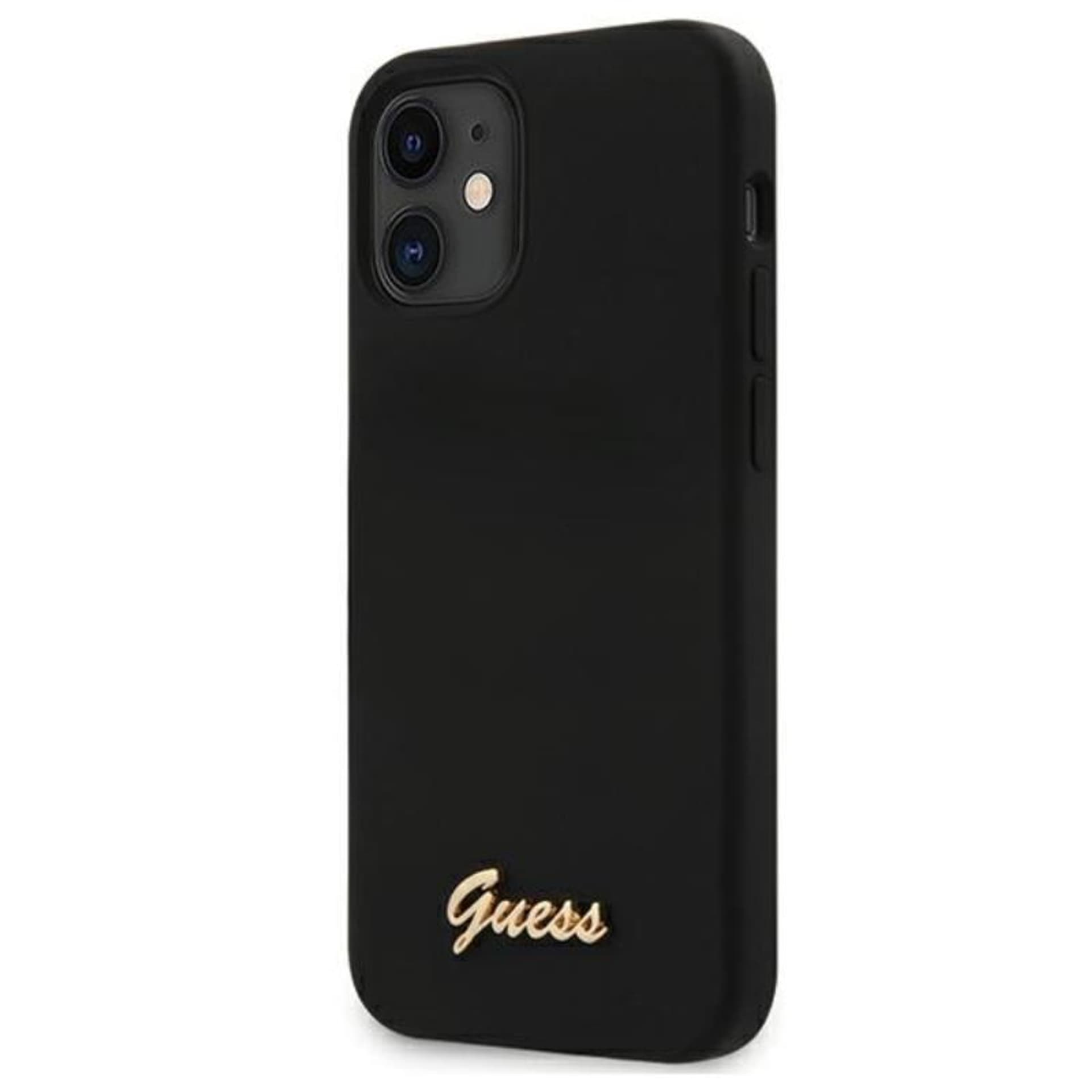 

Guess GUHCP12SLSLMGBK iPhone 12 mini 5,4" black/czarny hardcase Silicone Script Gold Logo