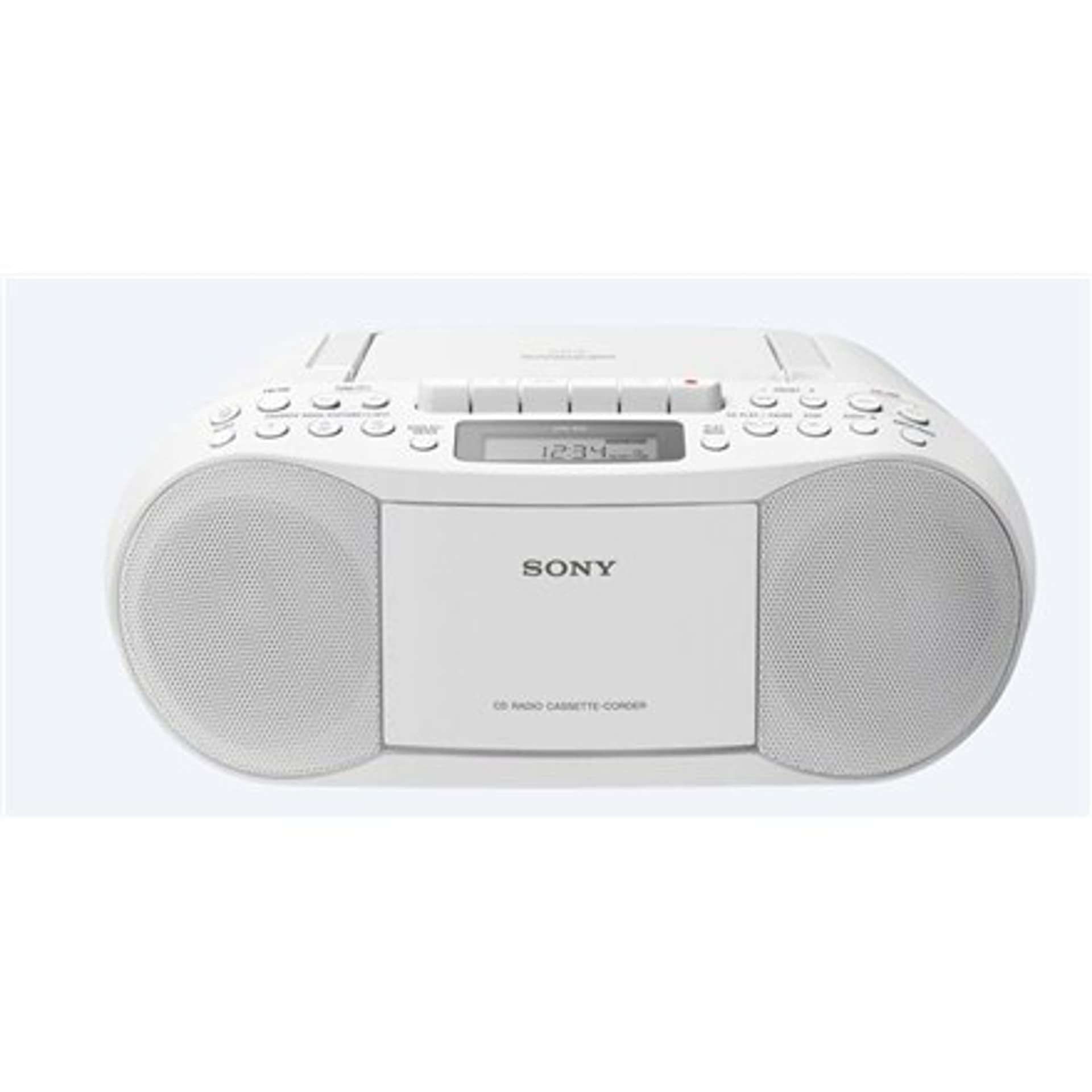 

Sony CD/Kasetowy Boombox z Radiem CFDS70W Głośnik kasetowy, radio FM, odtwarzacz CD, wyjście słuchawkowe