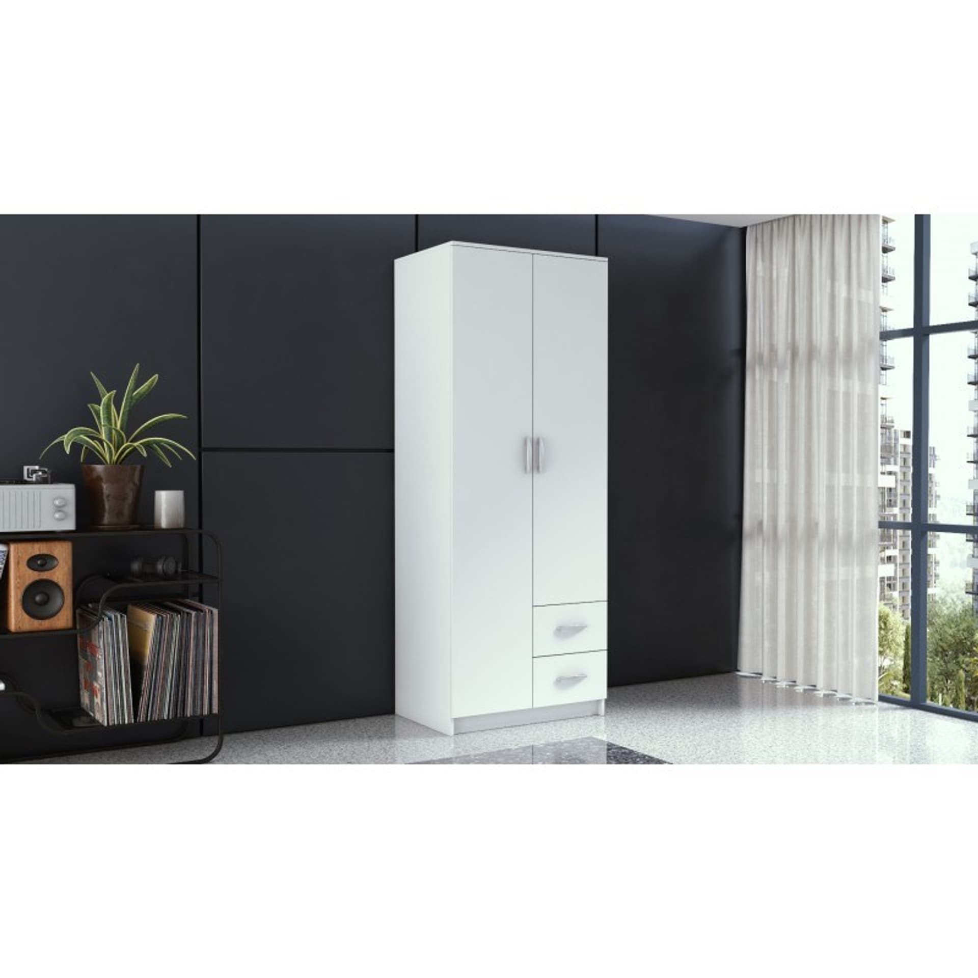 

SZAFA ROMANA 80 DRZWI 2 SZUFLADY 80CM BIAŁA