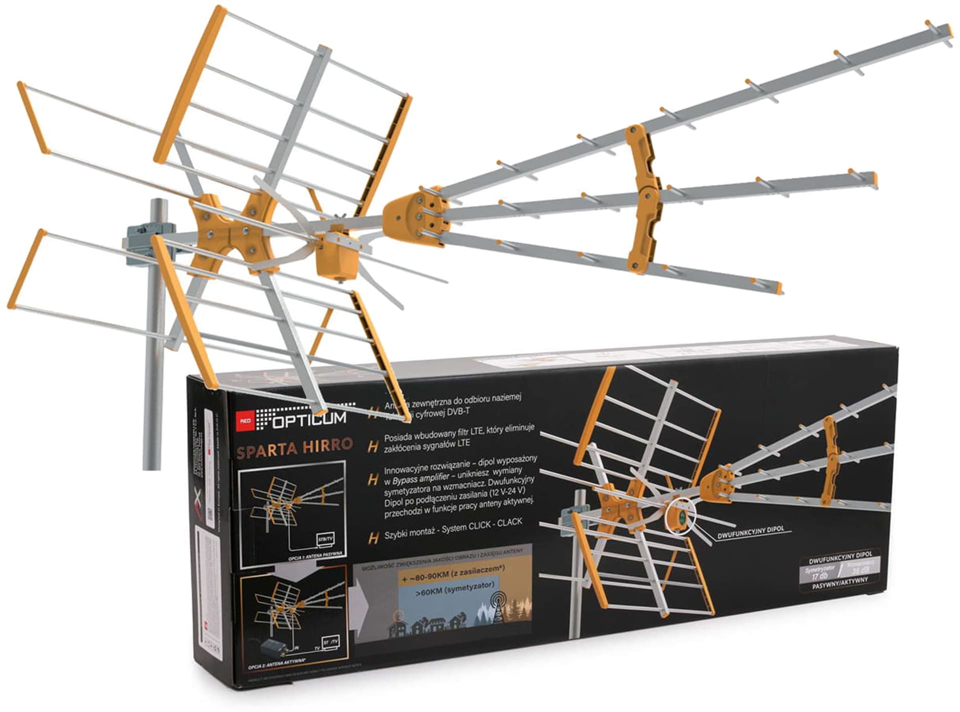 Antena telewizyjna DVB-T2 Sparta Hirro lte VHF-UHF