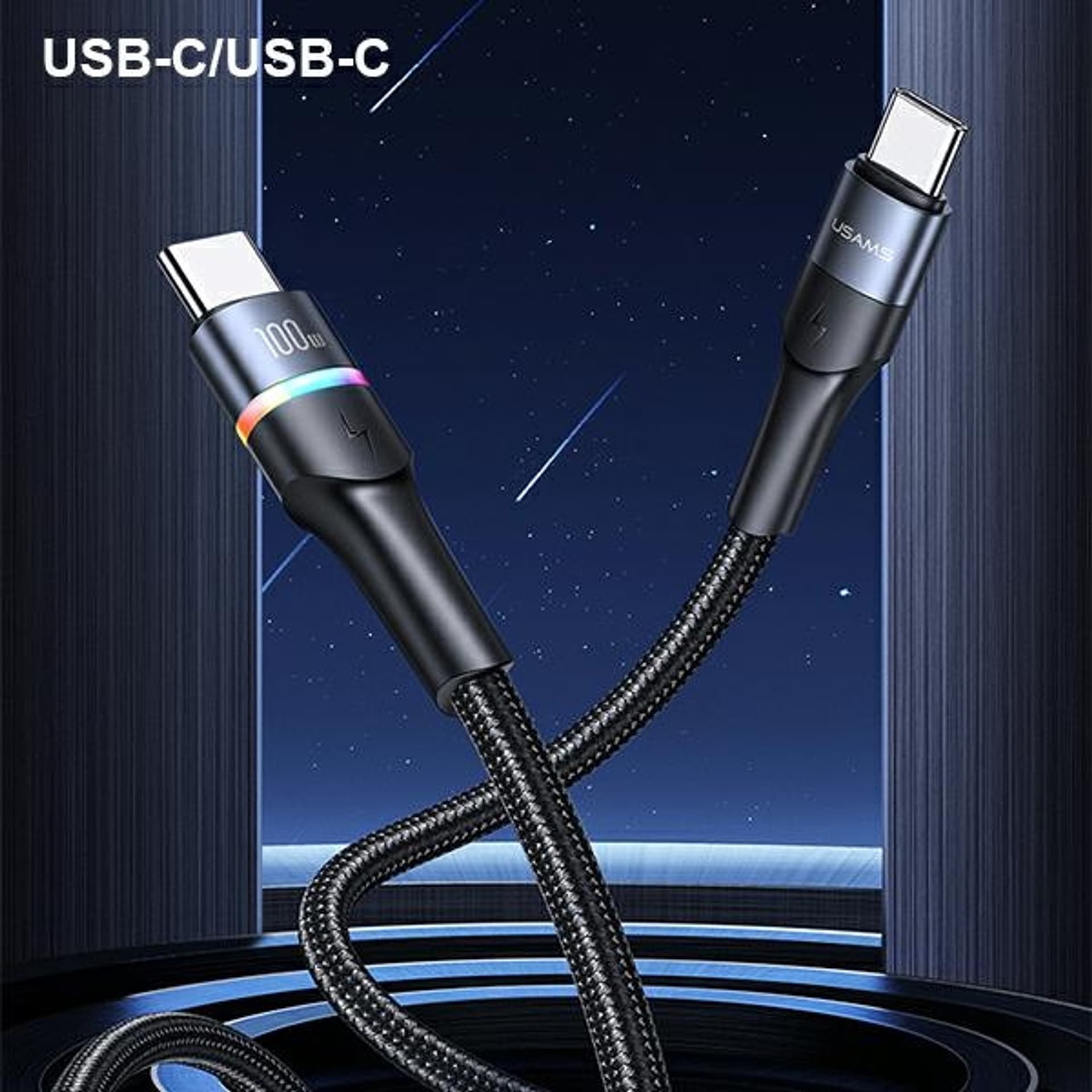 

USAMS Kabel pleciony U76 USB-C na USB-C 100W PD Fast Charging 1.2m czarny/black SJ537USB01(US-SJ537)