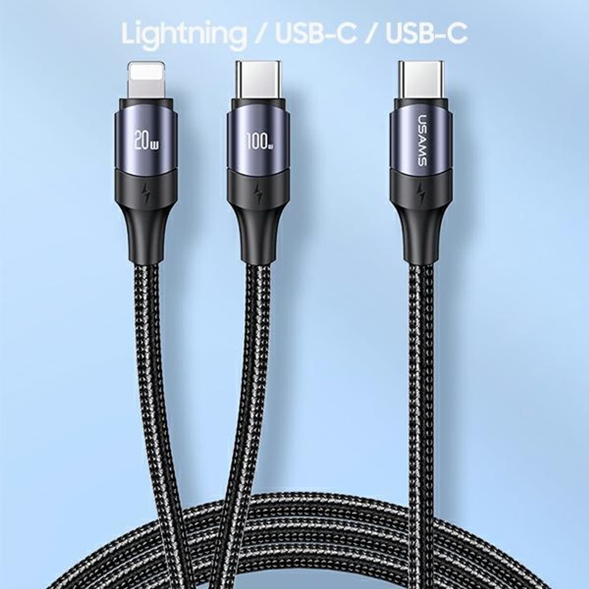 

USAMS Kabel U71 USB-C/ Lighning na USB-C 1,2m 100W PD Fast Charge czarny/black SJ550USB01(US-SJ550)