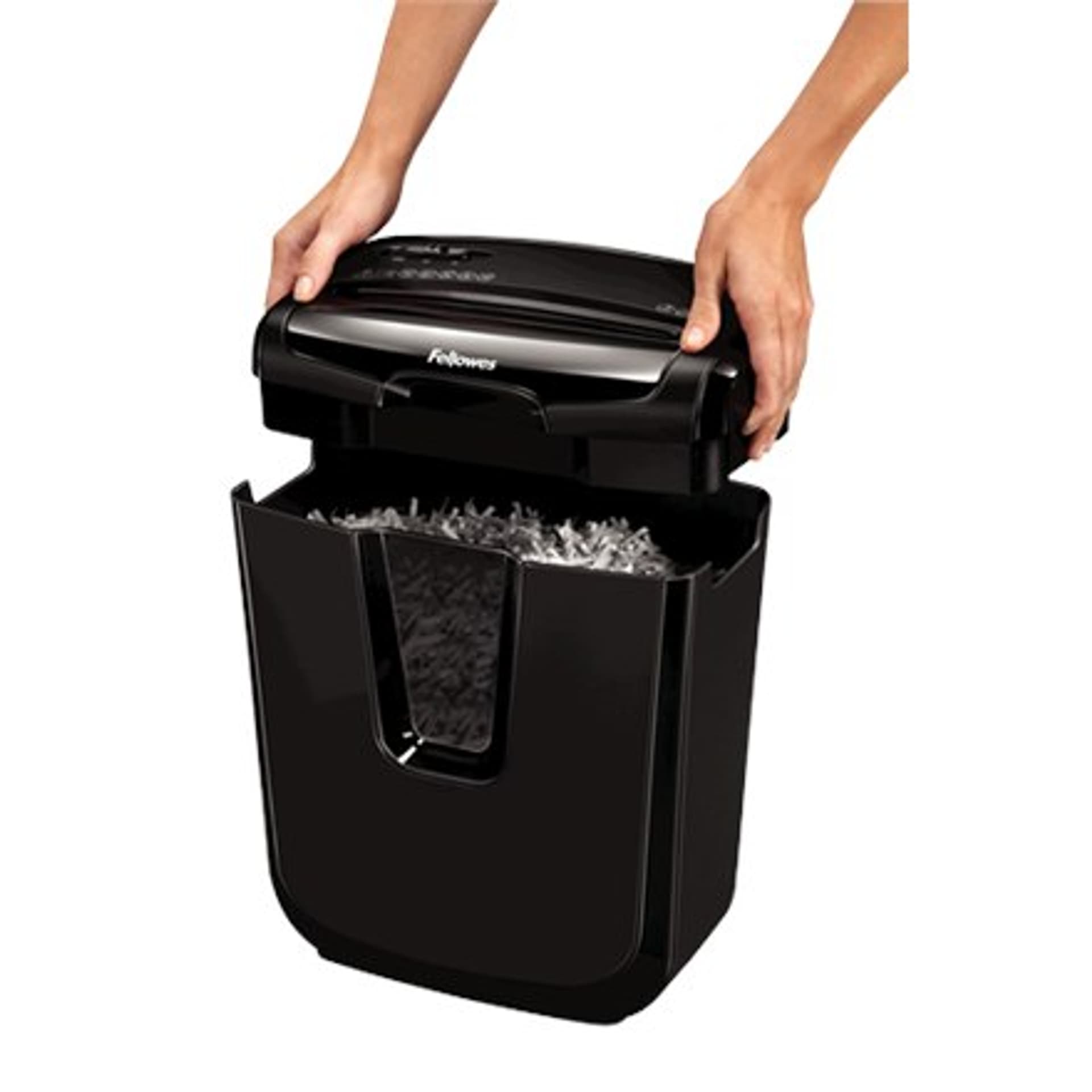 

Fellowes Shredder M-7C Black, 14 L, Paper shredding, Credit cards shredding, Paper handling standard/output Shreds 7 sheets per