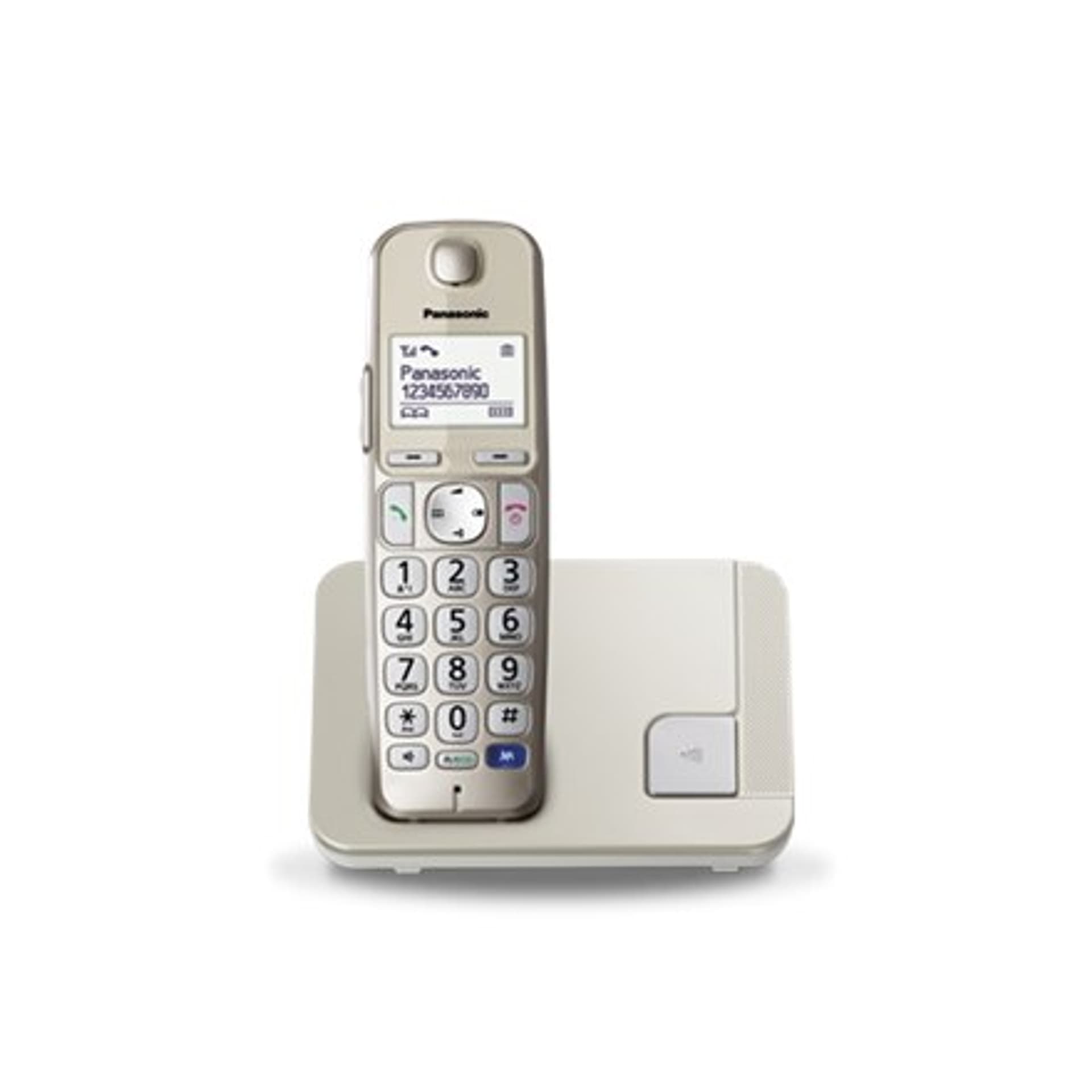 

Panasonic Cordless KX-TGE210FXN Połączenie konferencyjne, Wbudowany wyświetlacz, Szampan, Identyfikacja rozmówcy, Pojemność ksią