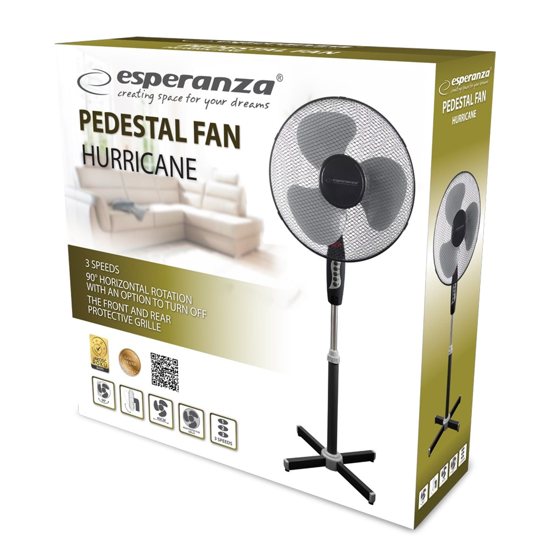 

Wentylator stojący Esperanza Hurricane EHF001KE (kolor szary)