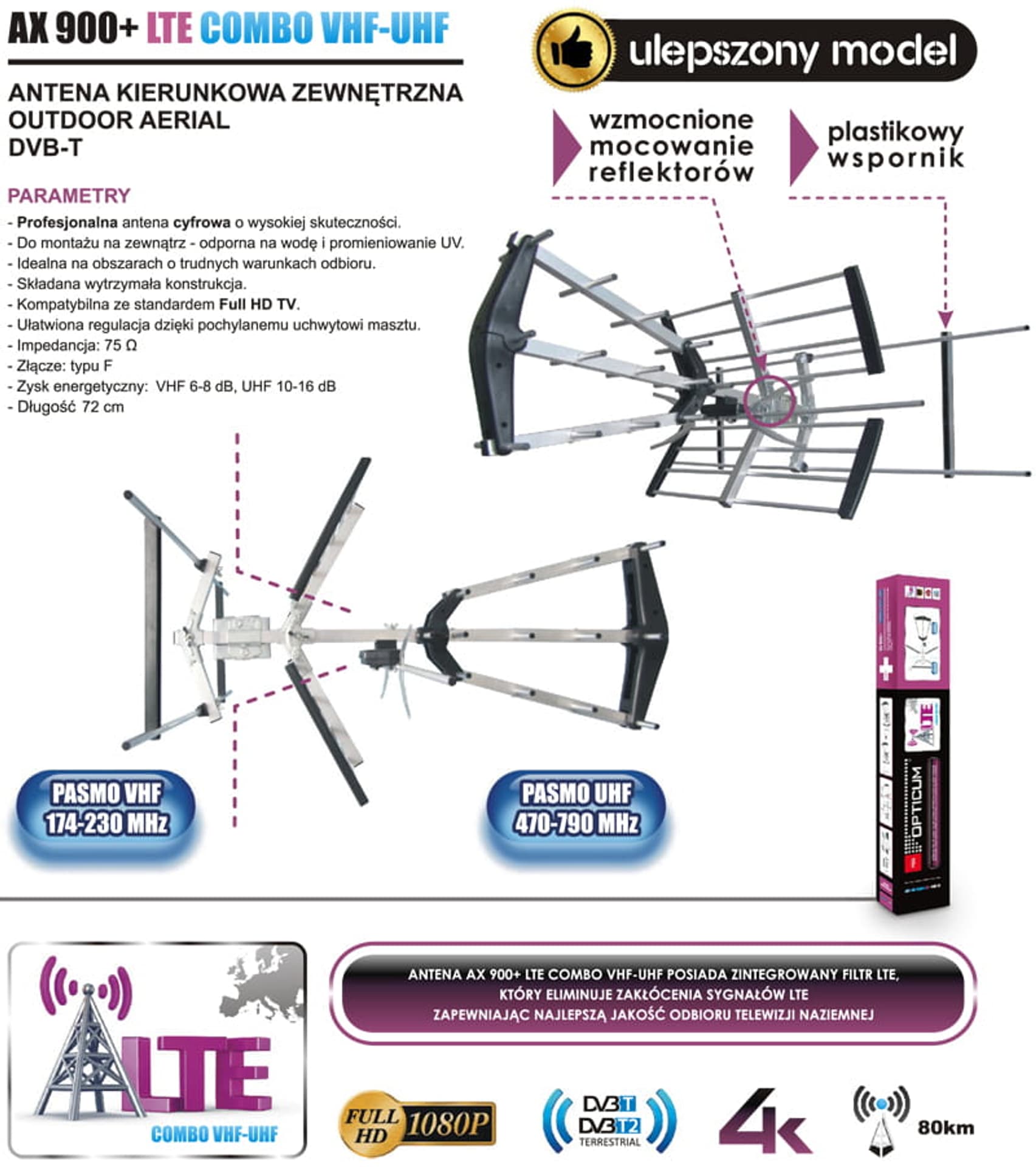 

Opticum AX900+ LTE Antena DVB-T Combo VHF-UHF