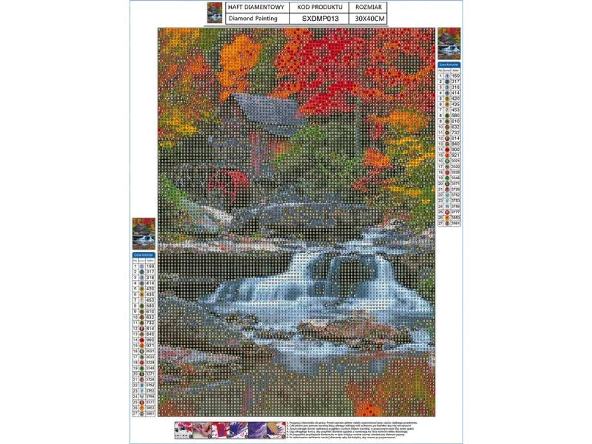 

Haft Diamentowy, Obraz, Mozaika Diamentowa Diamond Painting, LEŚNY POTOK 30x40cm
